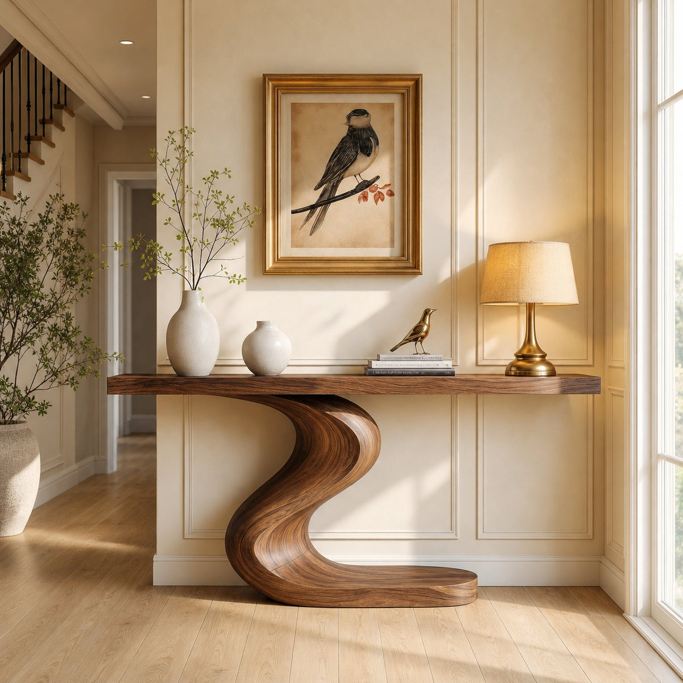 Artistic Flowing Base Console Table Entryway Hallway Living Room