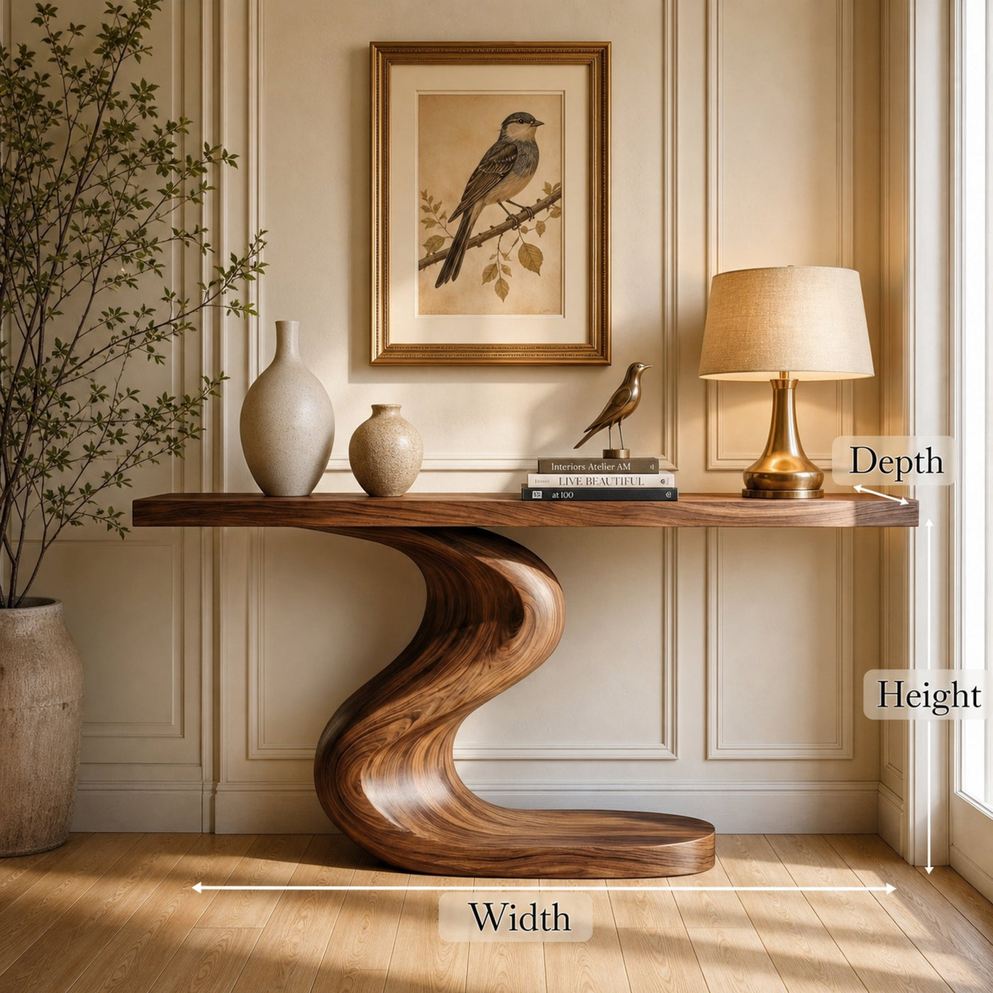 Artistic Flowing Base Console Table Entryway Hallway Living Room - product view 6