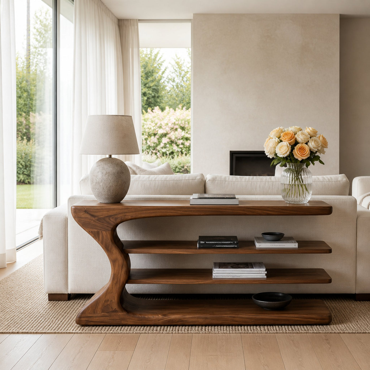 Artistic Natural Wood Console Table For Minimal Entry Interior - product view 6