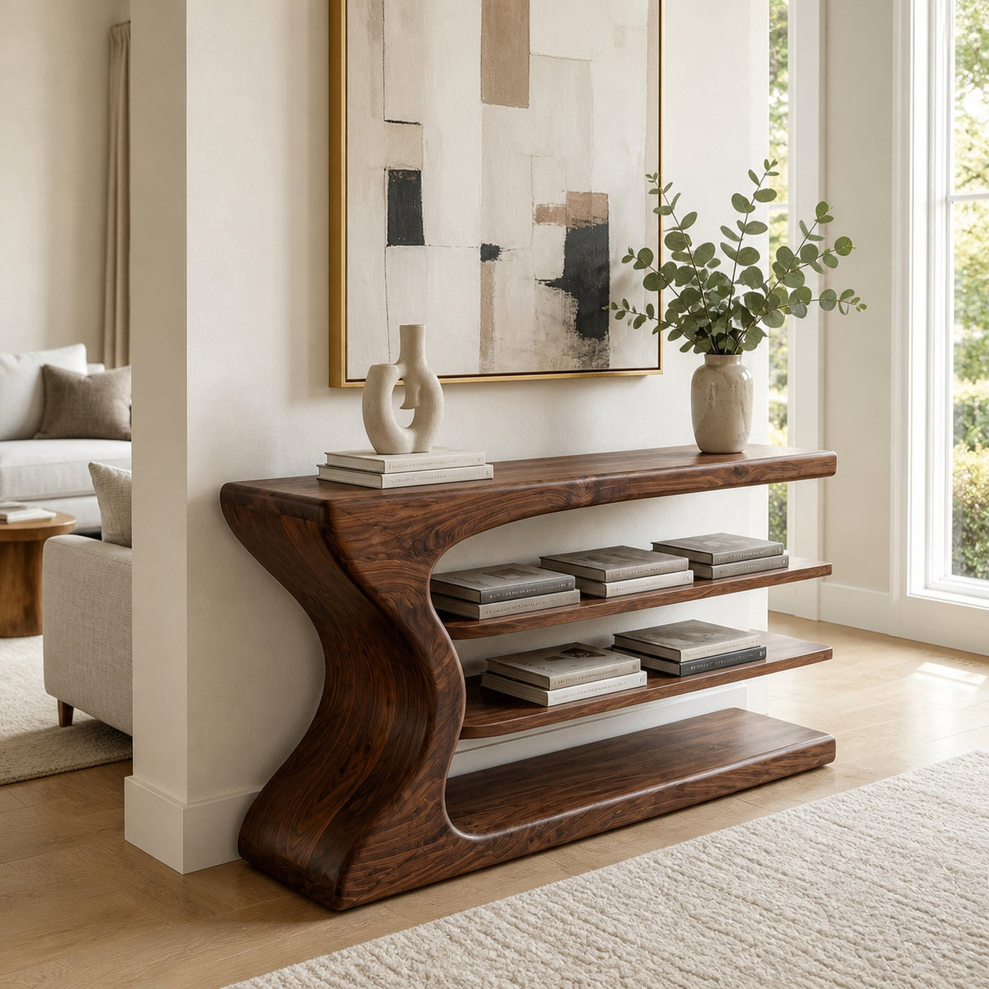 Artistic Natural Wood Console Table For Minimal Entry Interior - product view 7