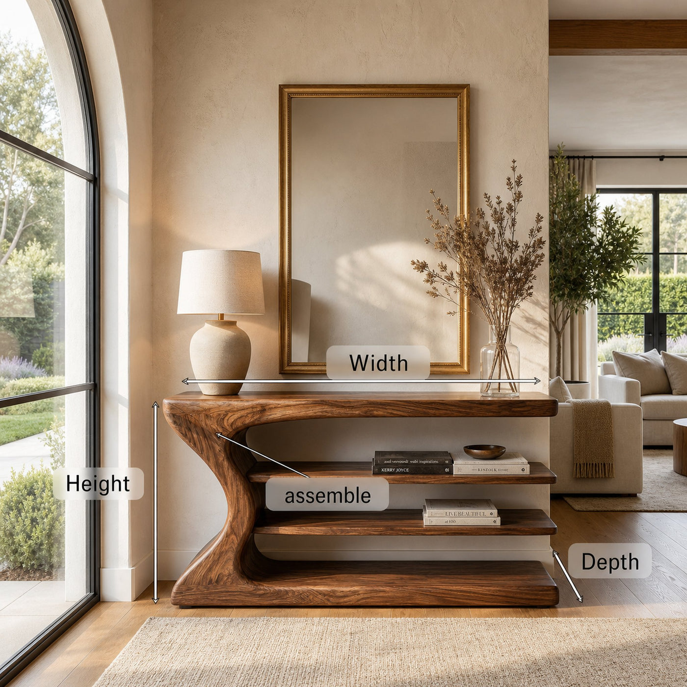 Artistic Natural Wood Console Table For Minimal Entry Interior - product view 8
