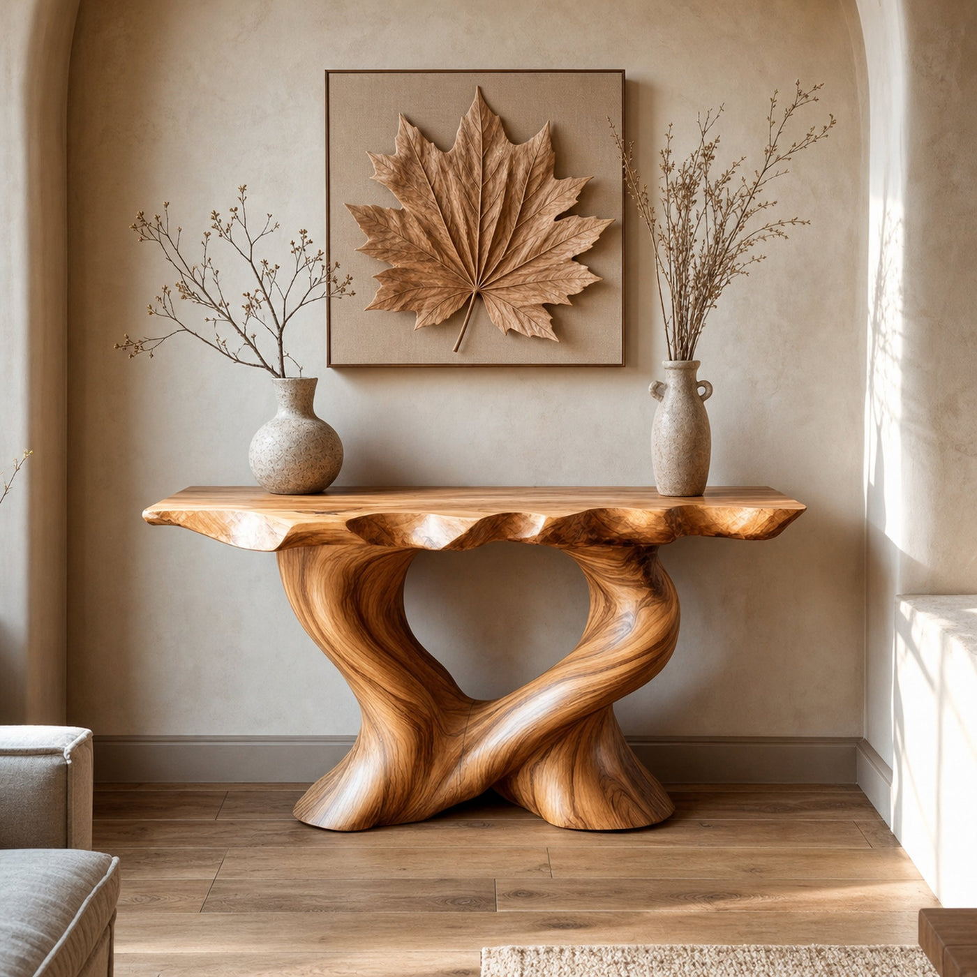 Artistic Wooden Console Table Entryway Interior Signature Statement