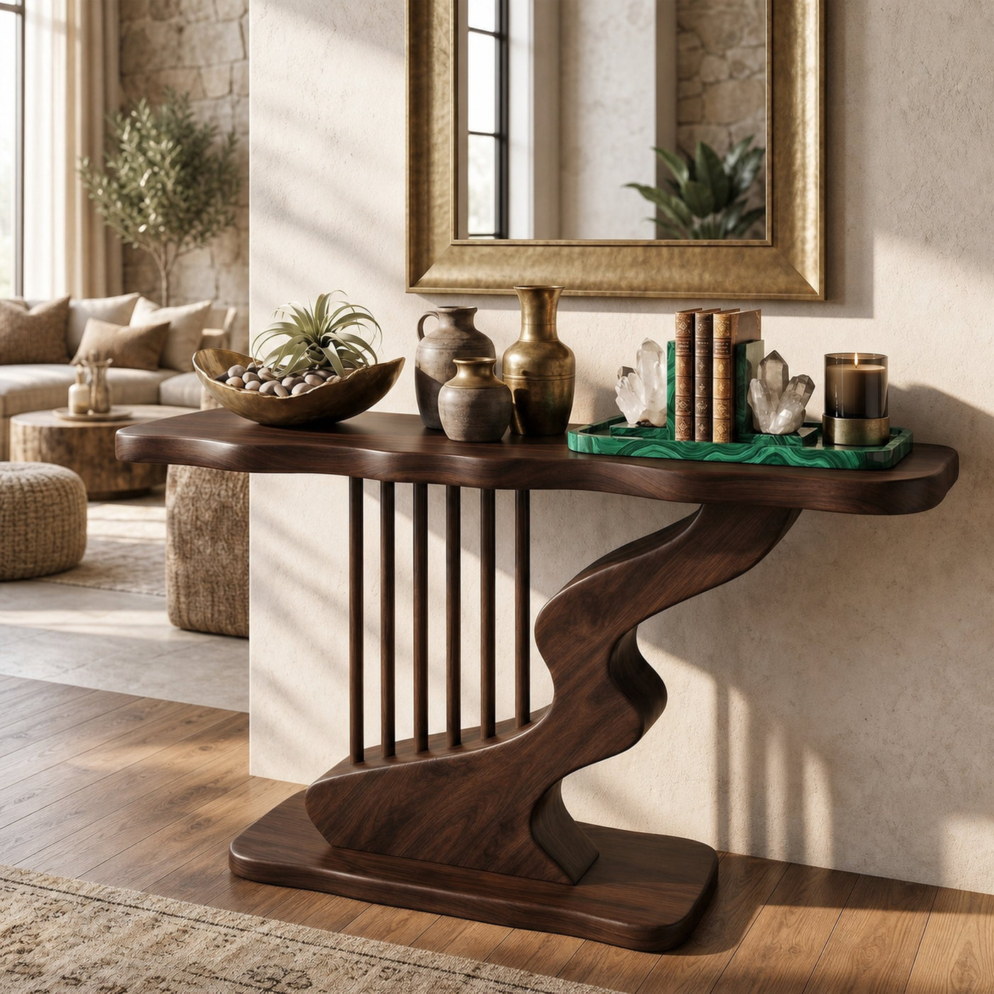 Bohemian Curved Base Console Table Cozy Entryway - product view 7