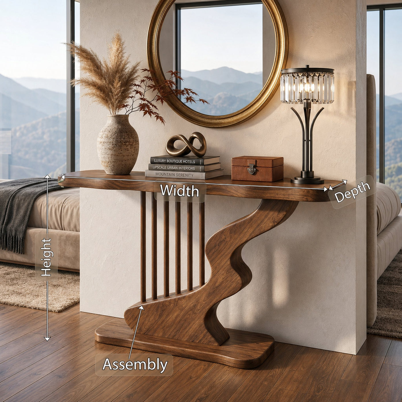 Bohemian Curved Base Console Table Cozy Entryway - product view 8