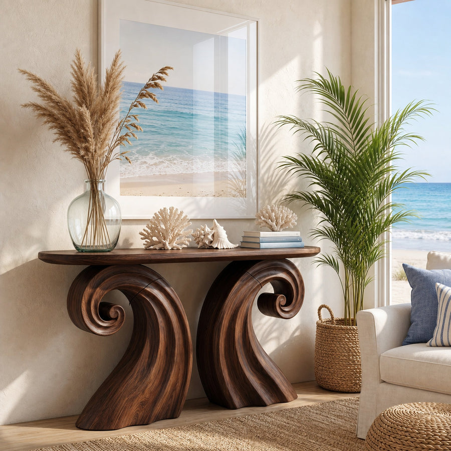Boho Wave Console Table For Living Room Hallway