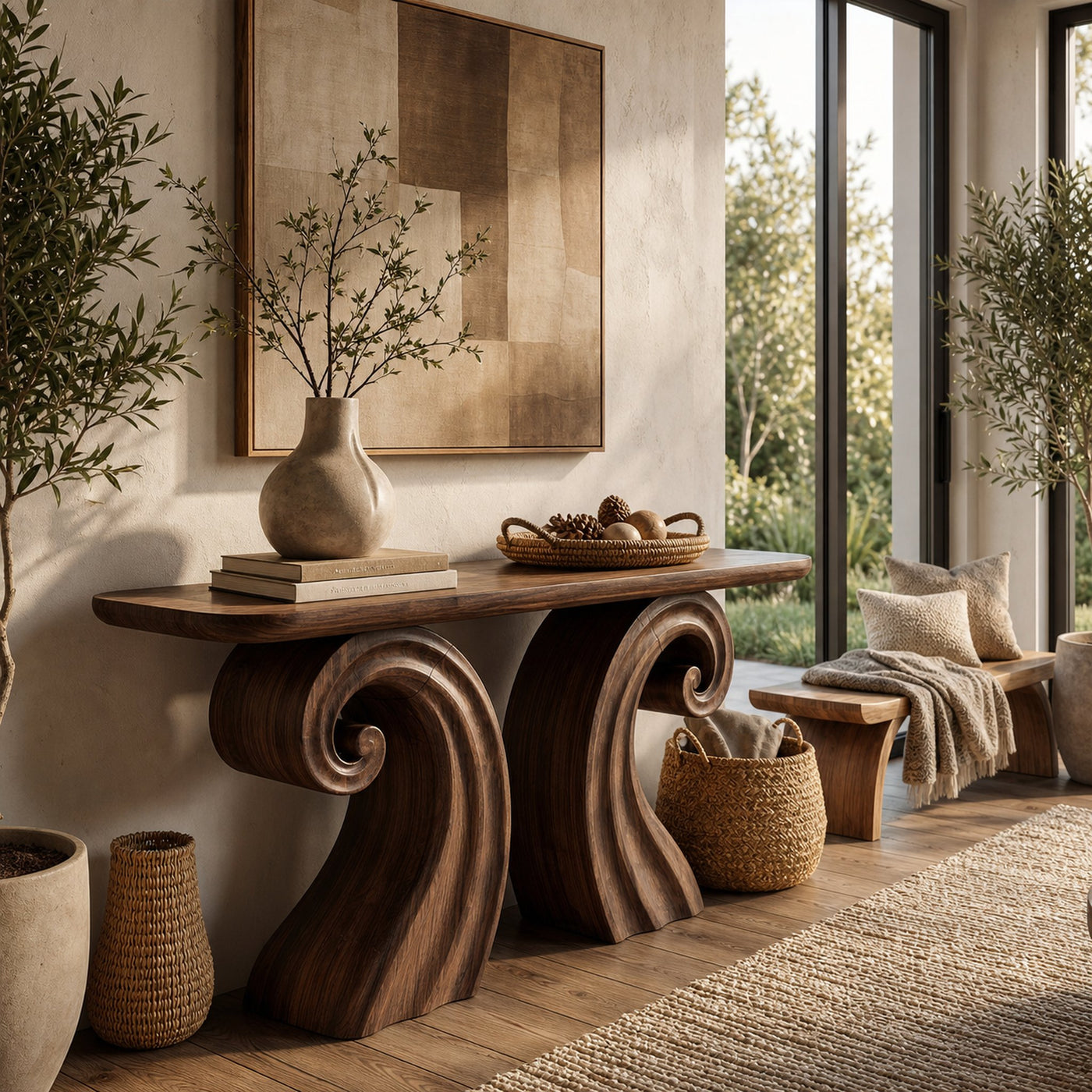 Boho Wave Console Table For Living Room Hallway - product view 6