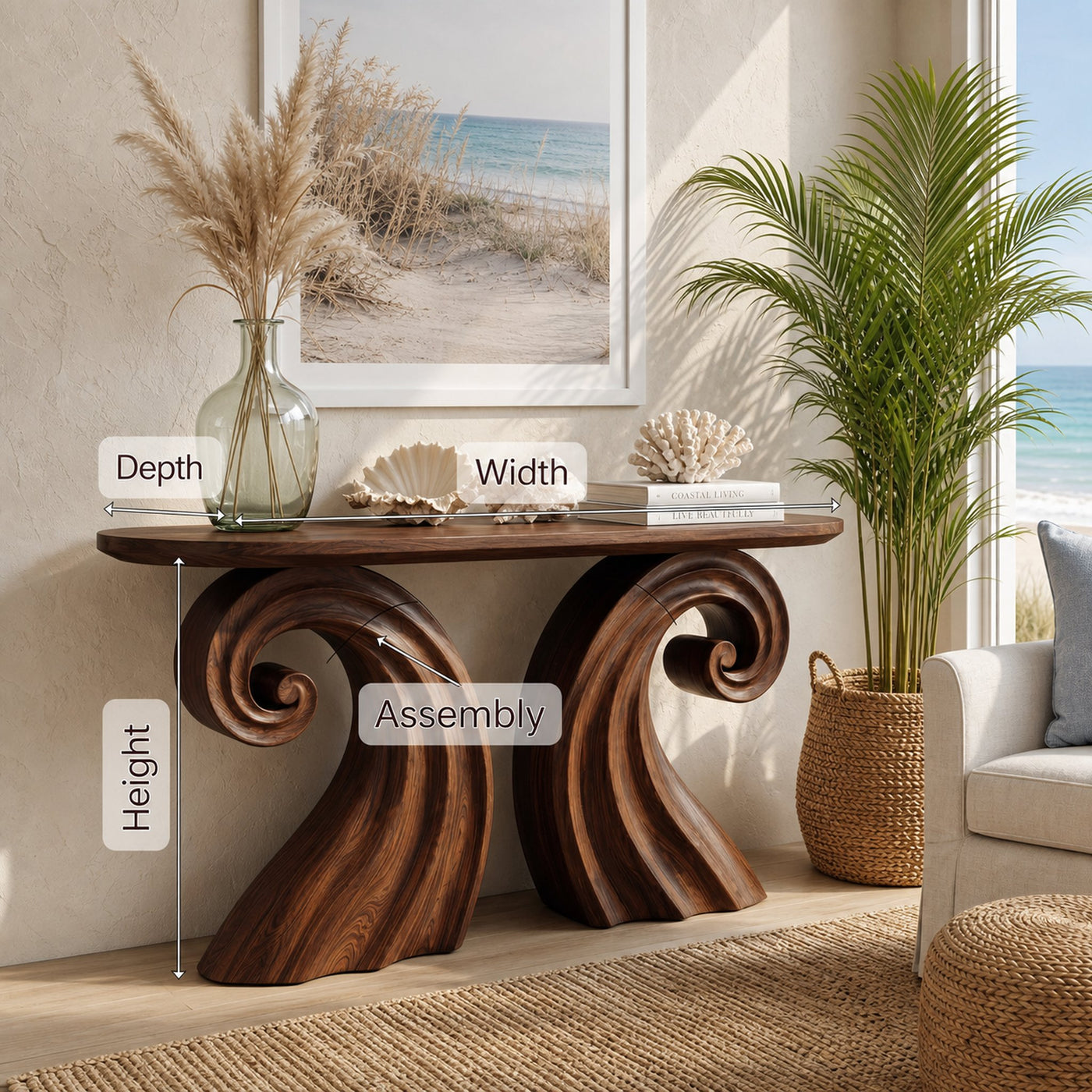 Boho Wave Console Table For Living Room Hallway - product view 8