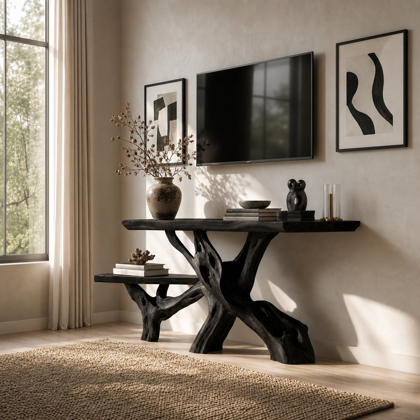 Classic Organic Wood Sofa Table For Living Room Styling - product view 4