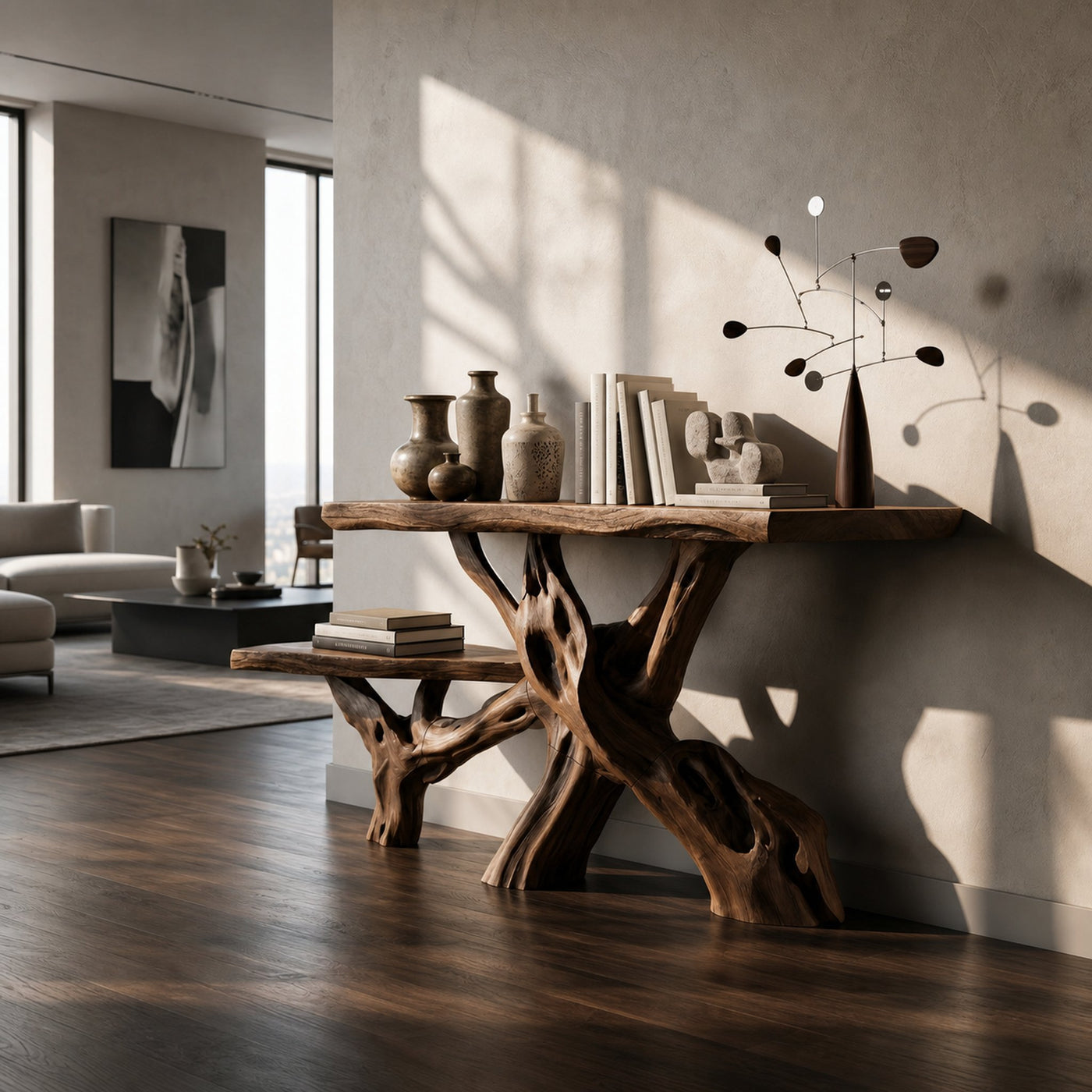 Classic Organic Wood Sofa Table For Living Room Styling - product view 6