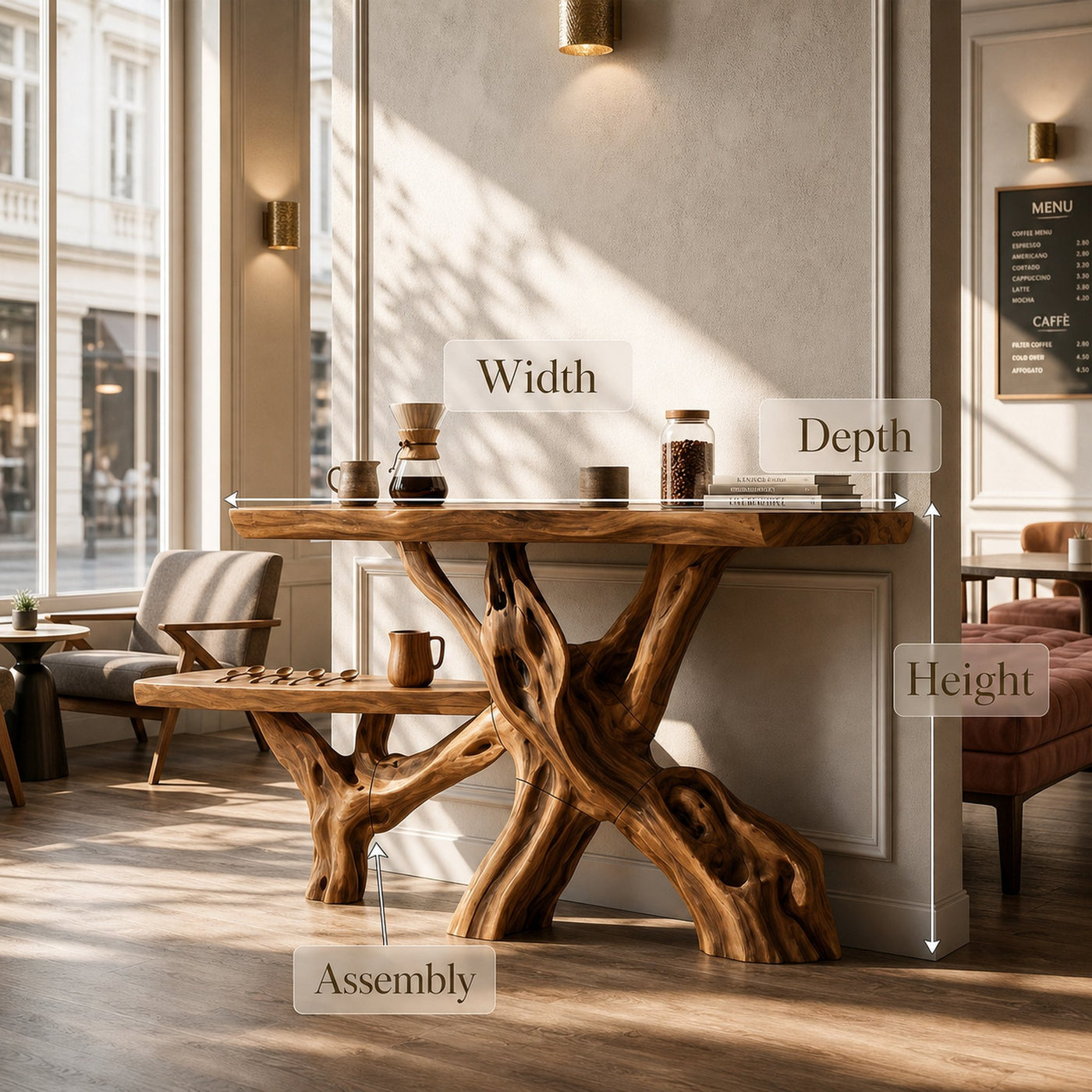 Classic Organic Wood Sofa Table For Living Room Styling - product view 8