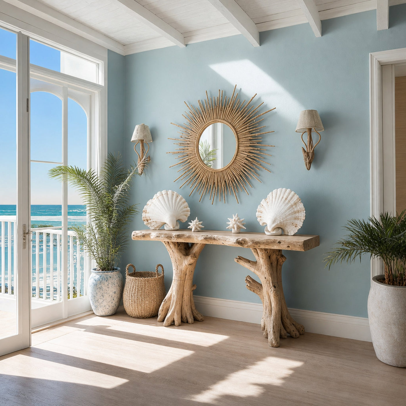 Coastal Driftwood Console Table Natural Tree Trunk Legs - product view 2