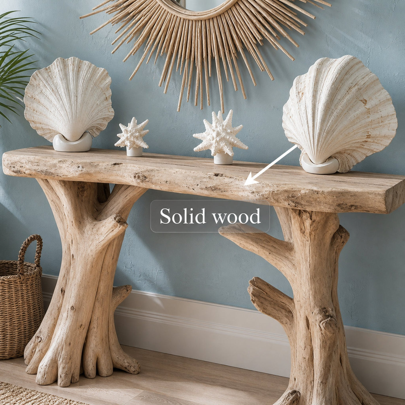 Coastal Driftwood Console Table Natural Tree Trunk Legs - product view 3