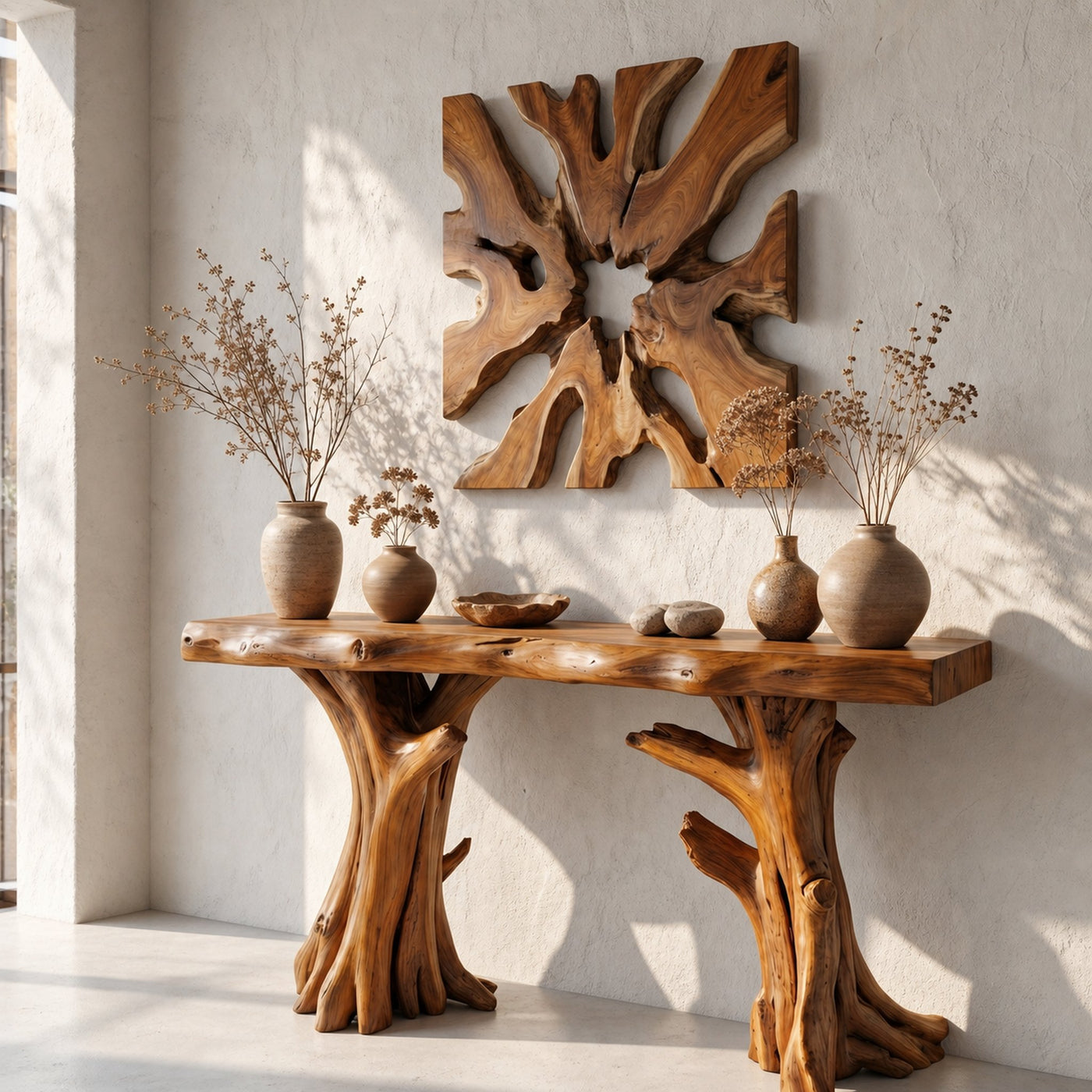 Coastal Driftwood Console Table Natural Tree Trunk Legs - product view 6