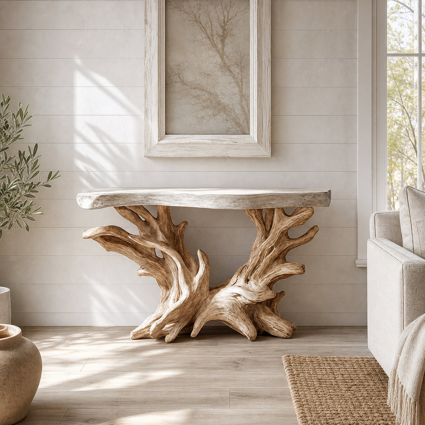 Coastal Rustic Organic Console Table Living Room And Bedroom