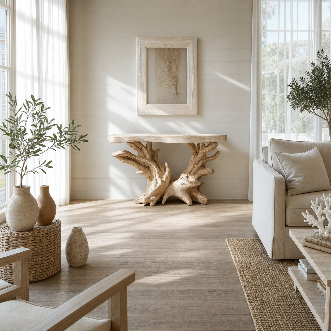 Coastal Rustic Organic Console Table Living Room And Bedroom - product view 2