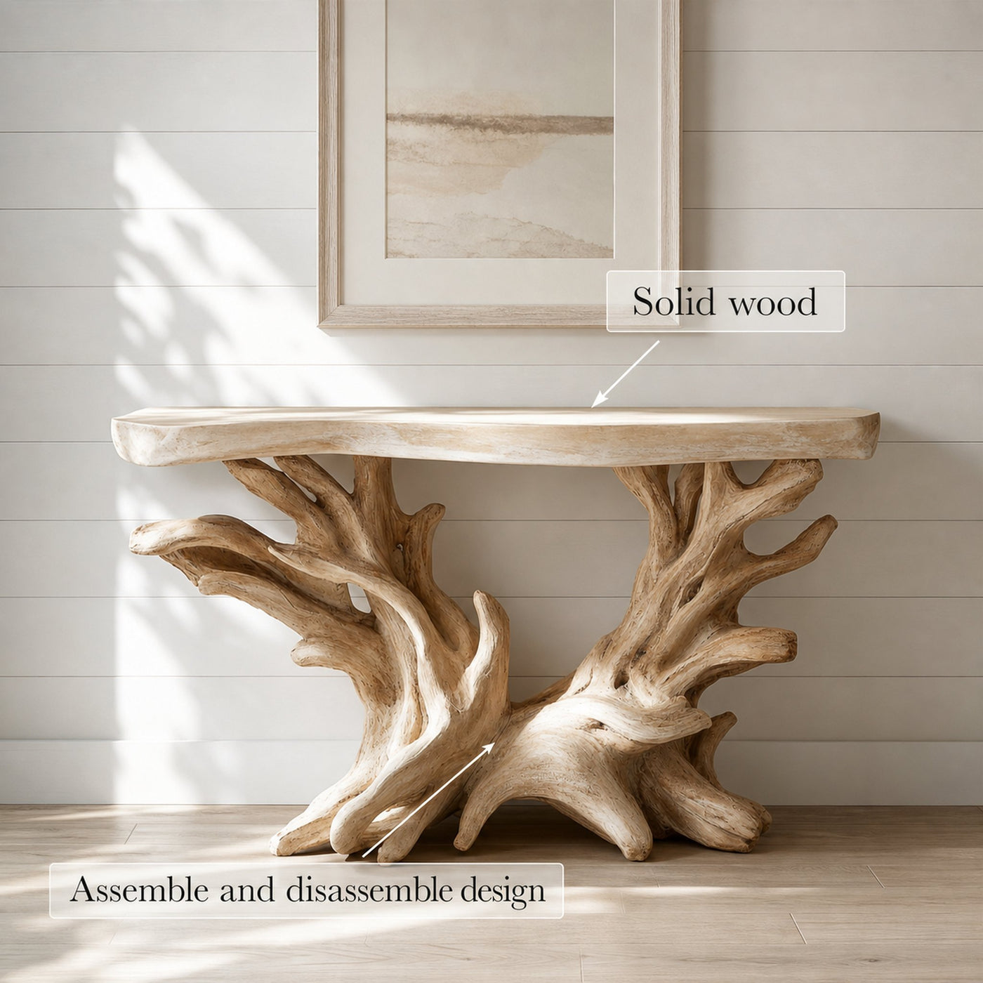 Coastal Rustic Organic Console Table Living Room And Bedroom - product view 3