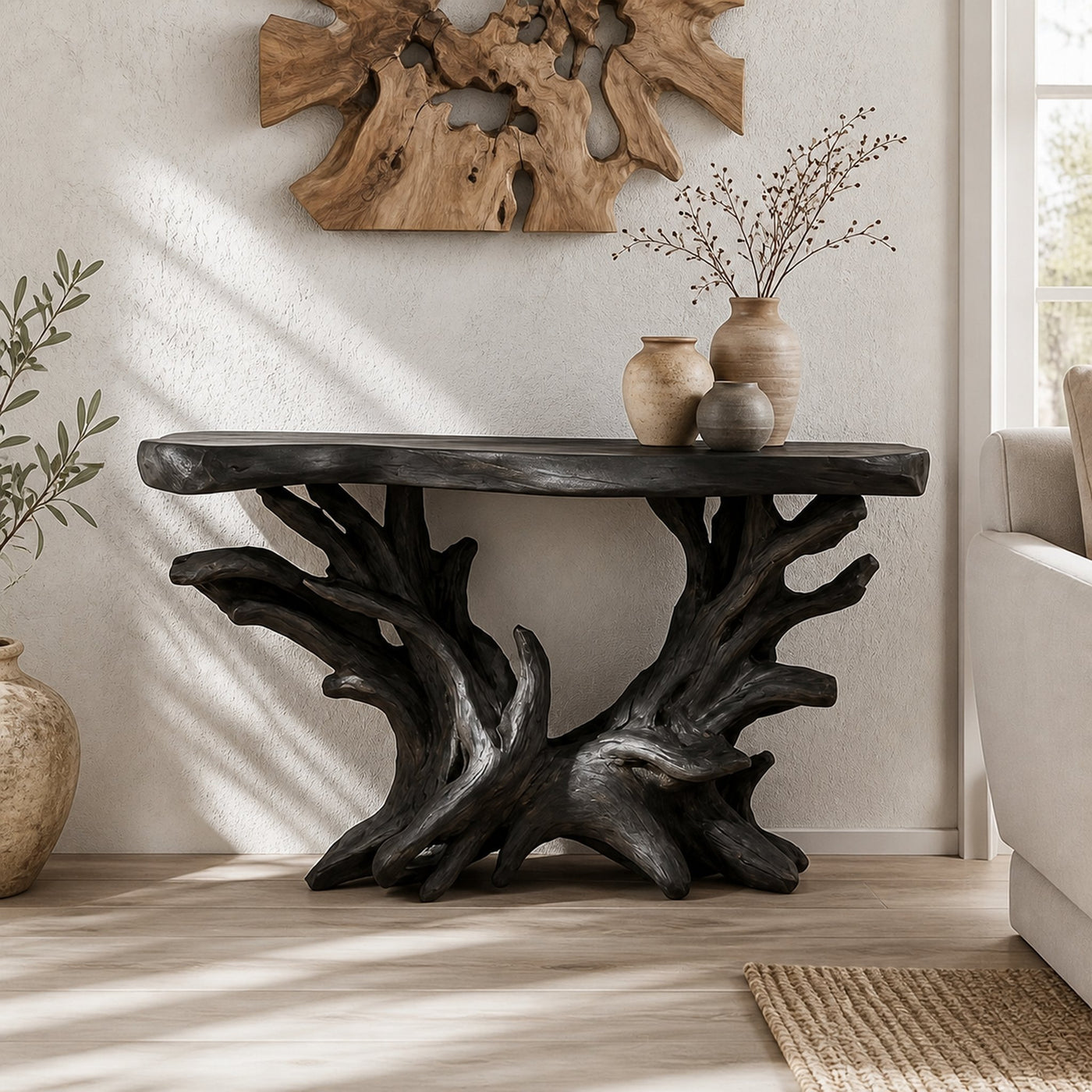 Coastal Rustic Organic Console Table Living Room And Bedroom - product view 4