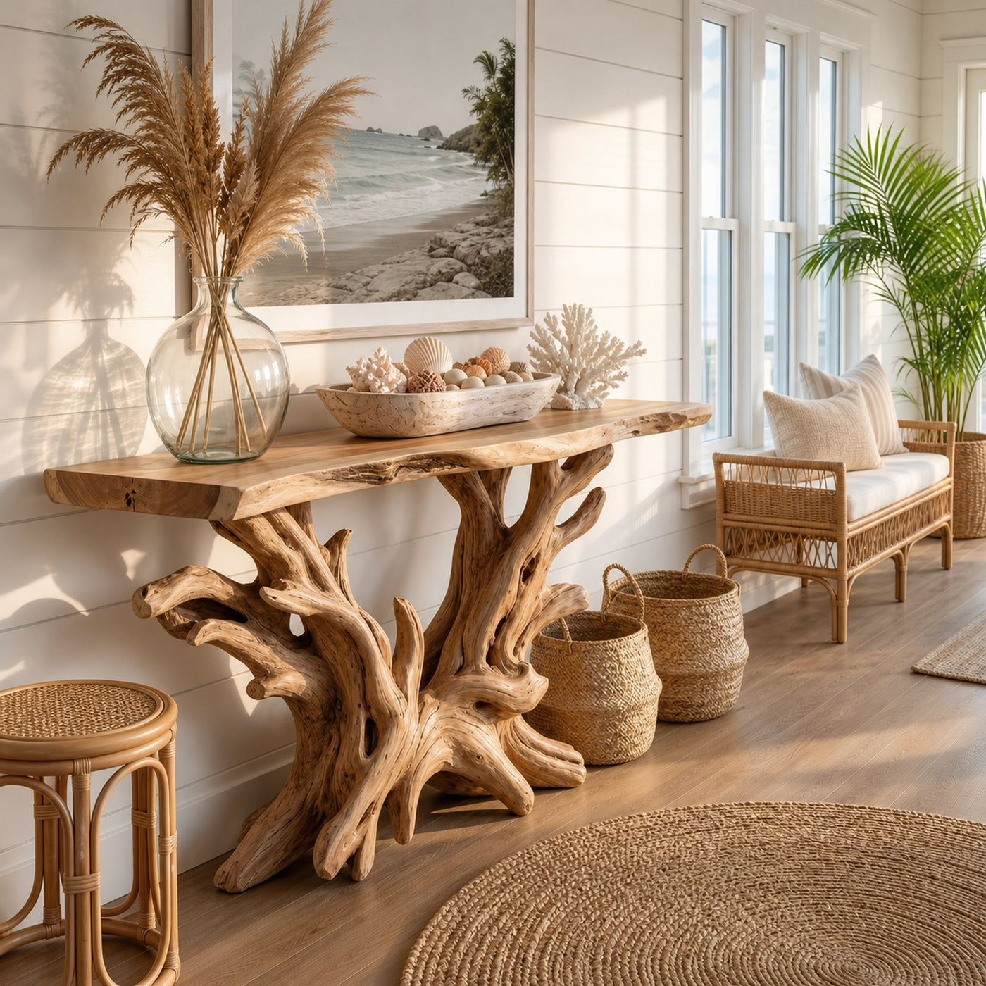 Coastal Rustic Organic Console Table Living Room And Bedroom - product view 5