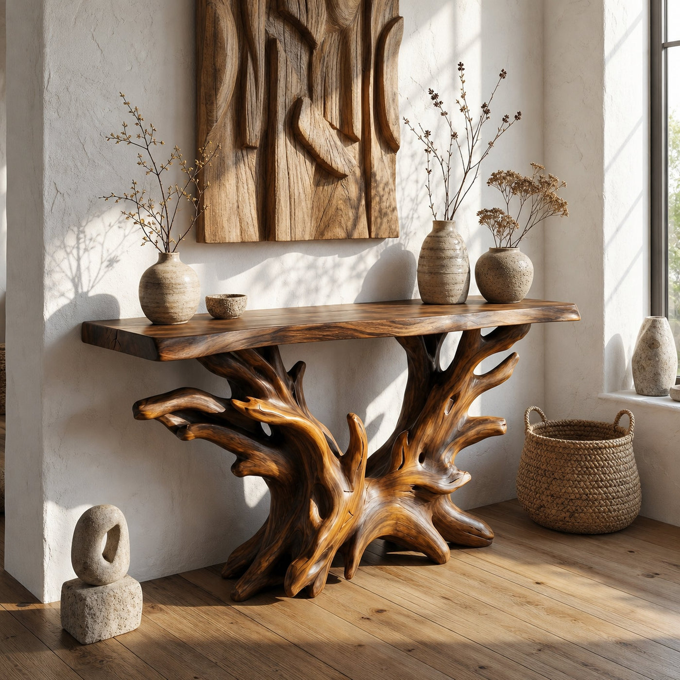 Coastal Rustic Organic Console Table Living Room And Bedroom - product view 6