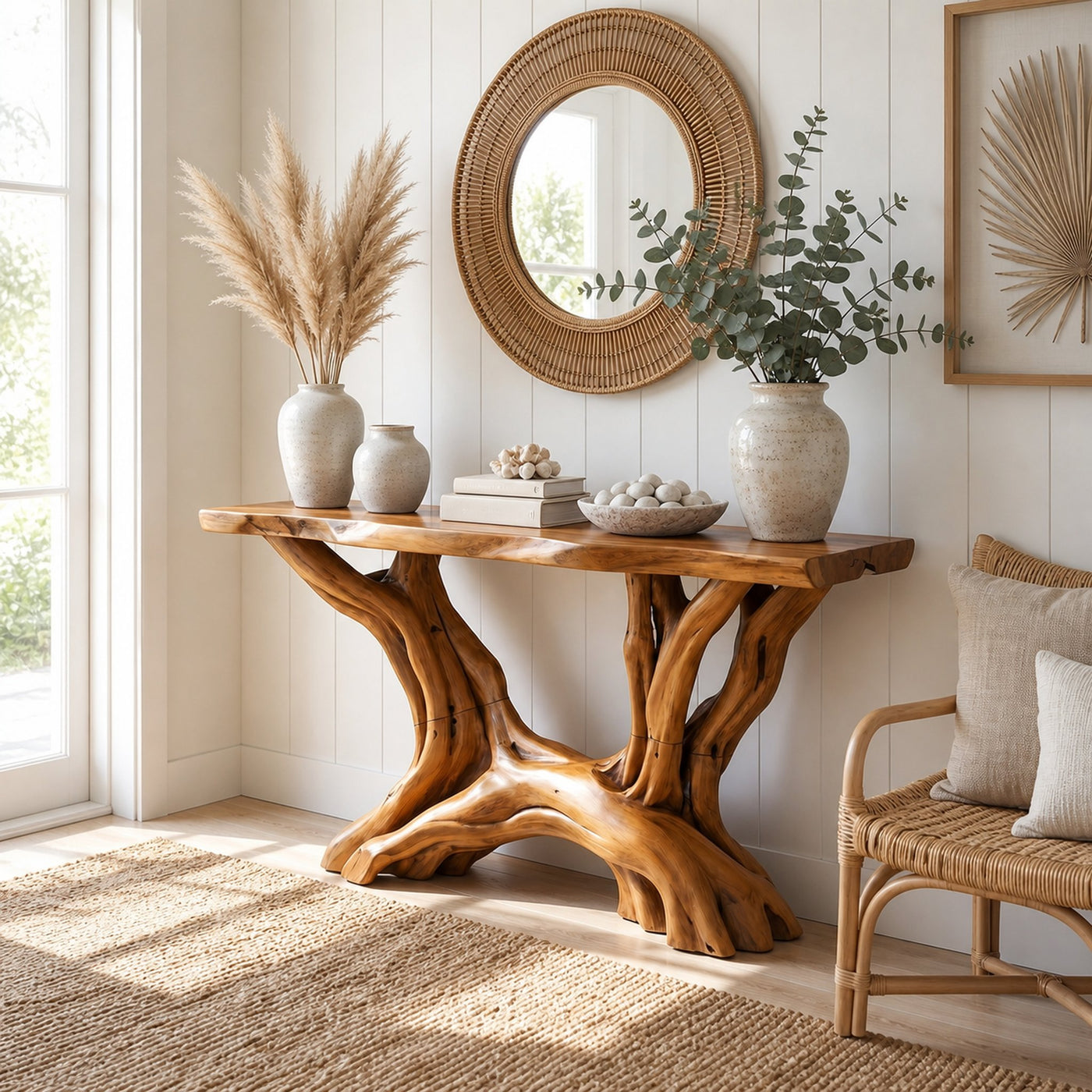 Coastal Rustic Organic Console Table Living Room And Entryway - product view 6