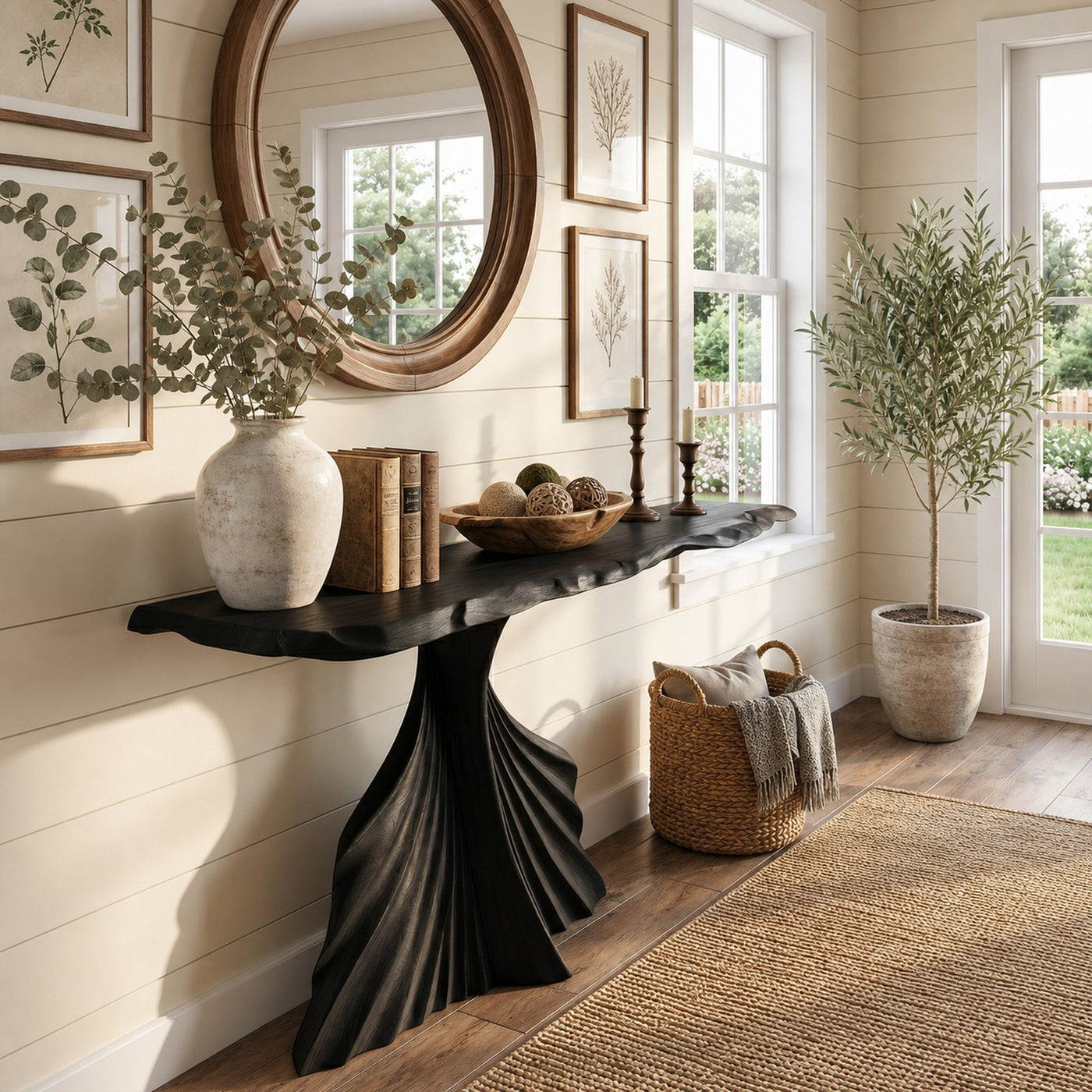 Coastal Sculptural Console Table For Entryway Hallway - product view 7