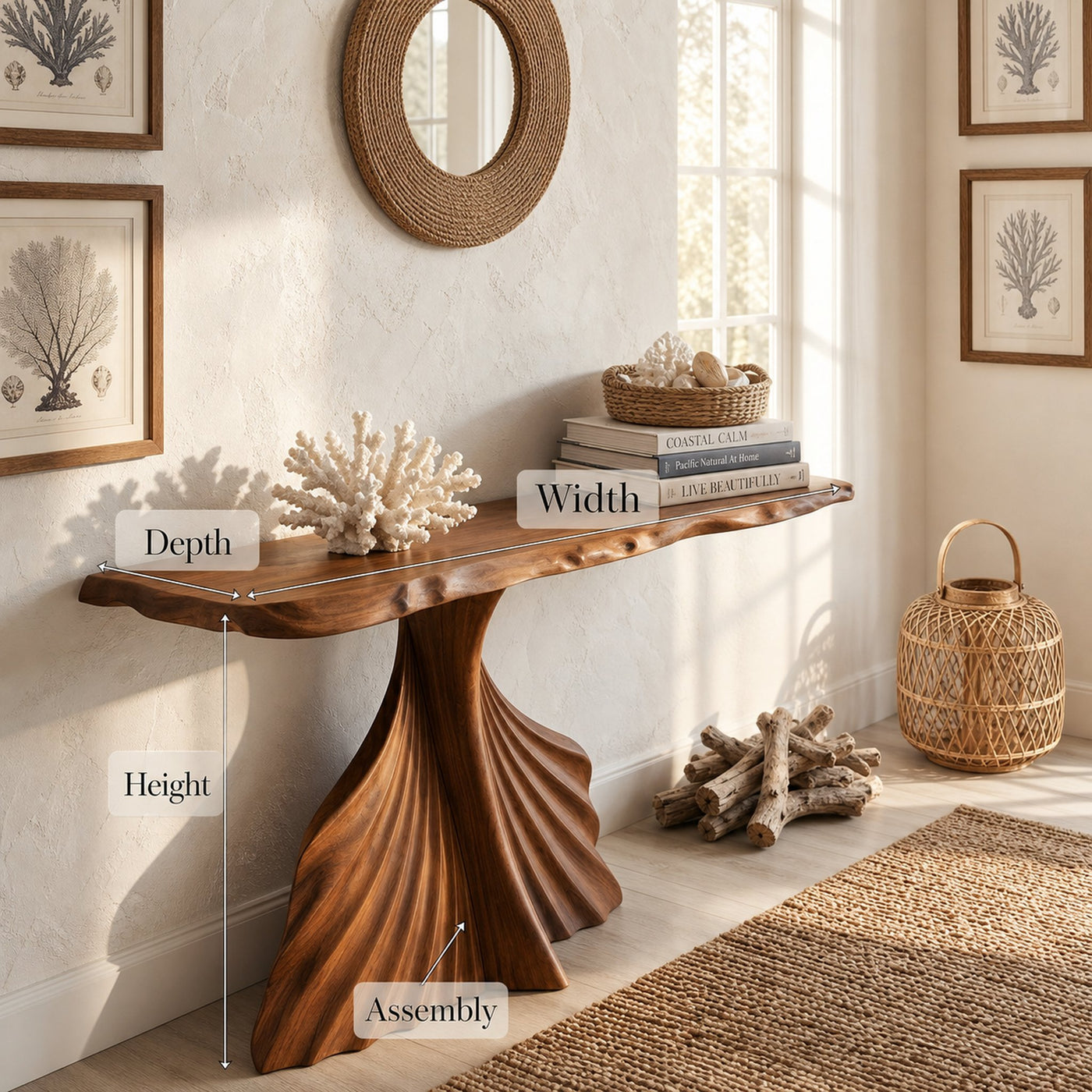 Coastal Sculptural Console Table For Entryway Hallway - product view 8