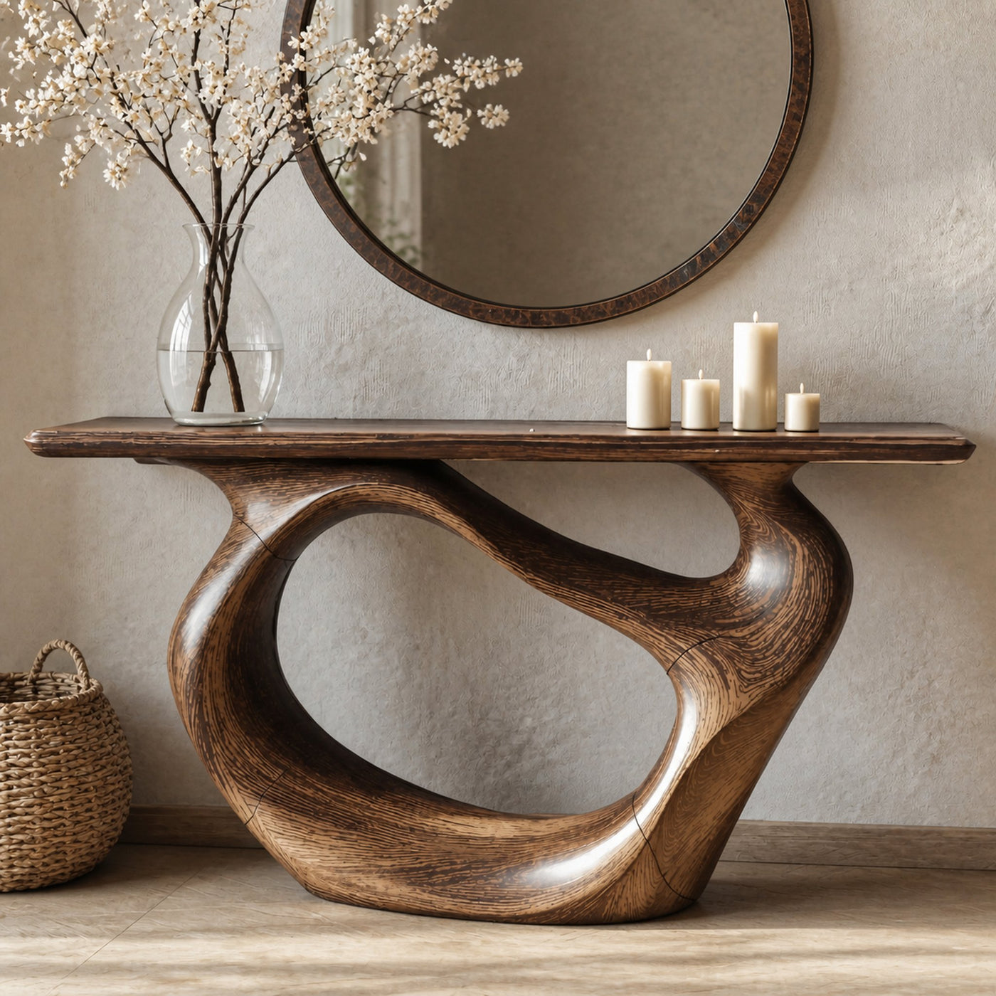 Console Table Handmade Natural Solid Wood Live Edge Table