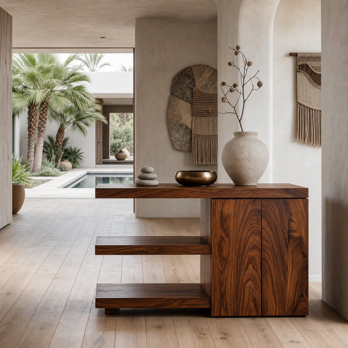 Contemporary Asymmetrical Wooden Console Table For Entryway - product view 6