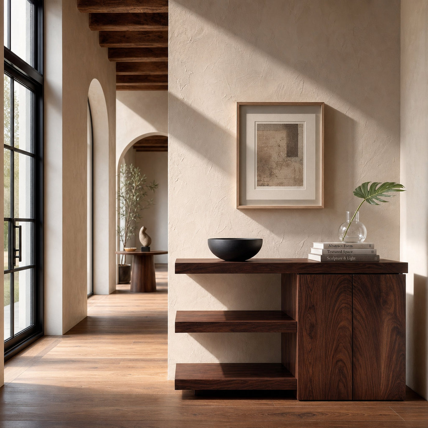 Contemporary Asymmetrical Wooden Console Table For Entryway - product view 7