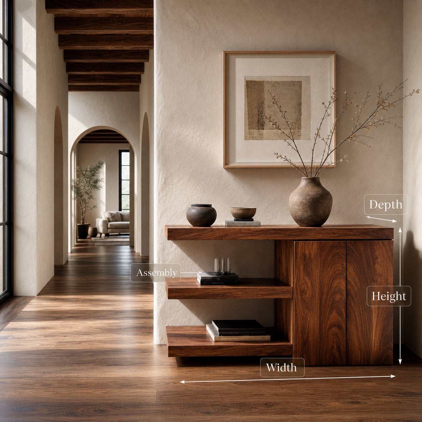 Contemporary Asymmetrical Wooden Console Table For Entryway - product view 8