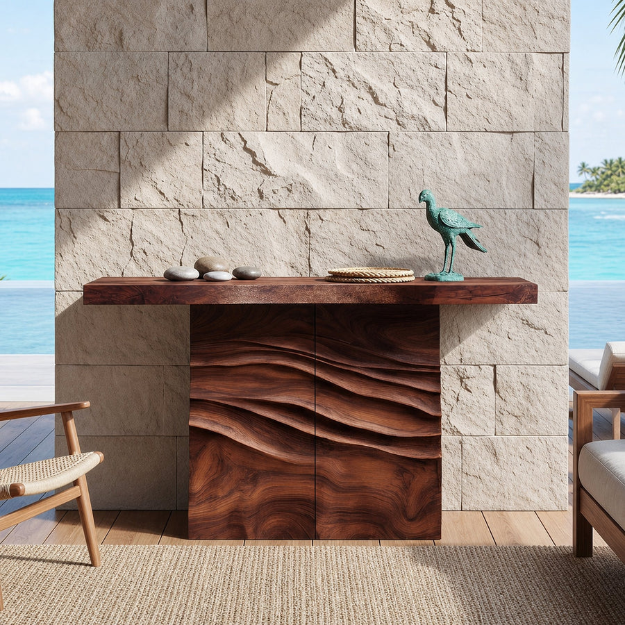 Contemporary Carved Entry Table For Modern Living Space