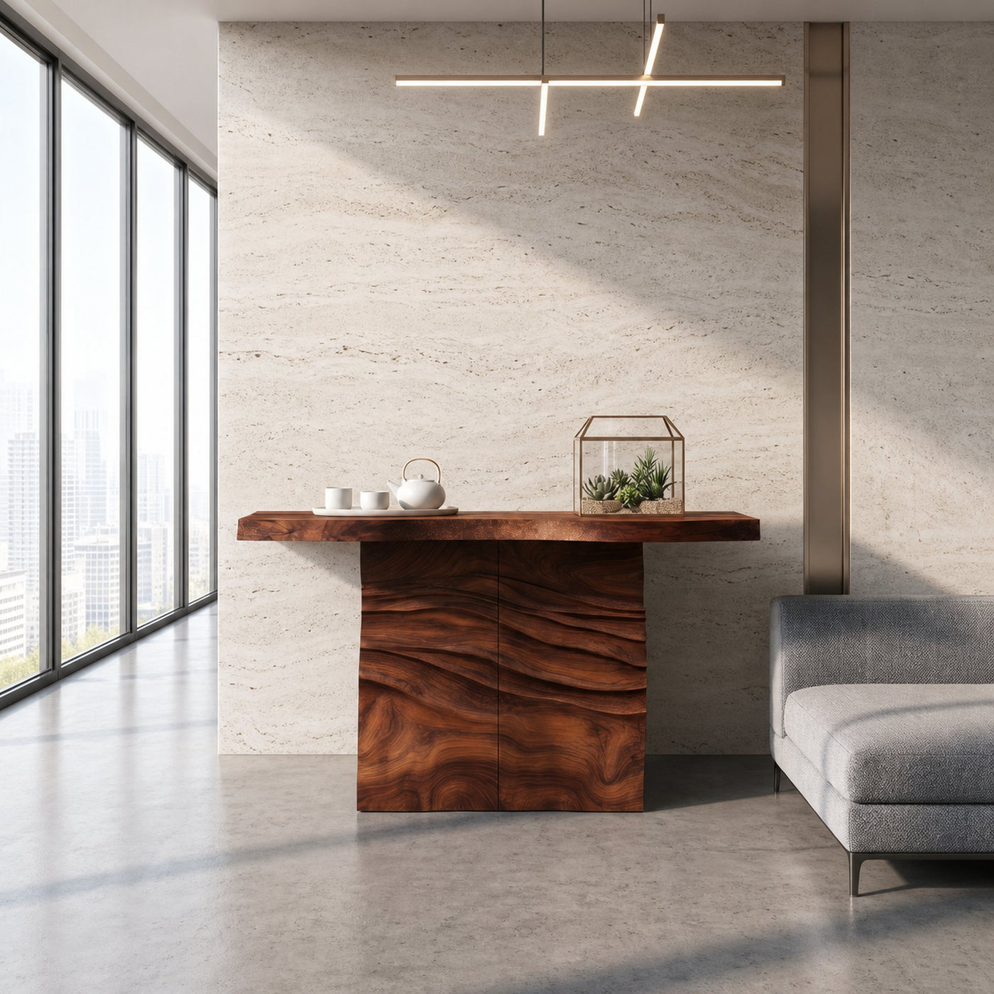 Contemporary Carved Entry Table For Modern Living Space - product view 6