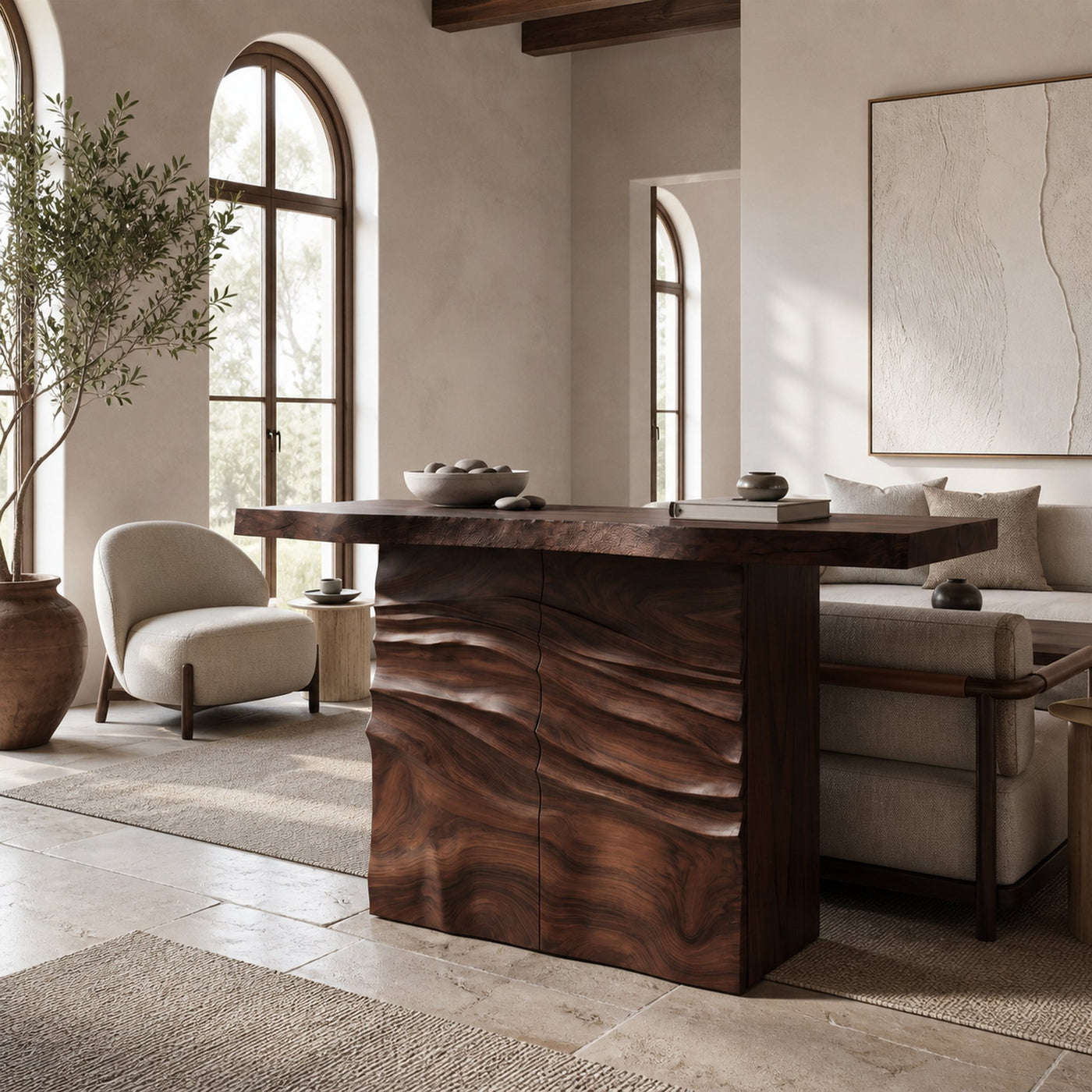 Contemporary Carved Entry Table For Modern Living Space - product view 7