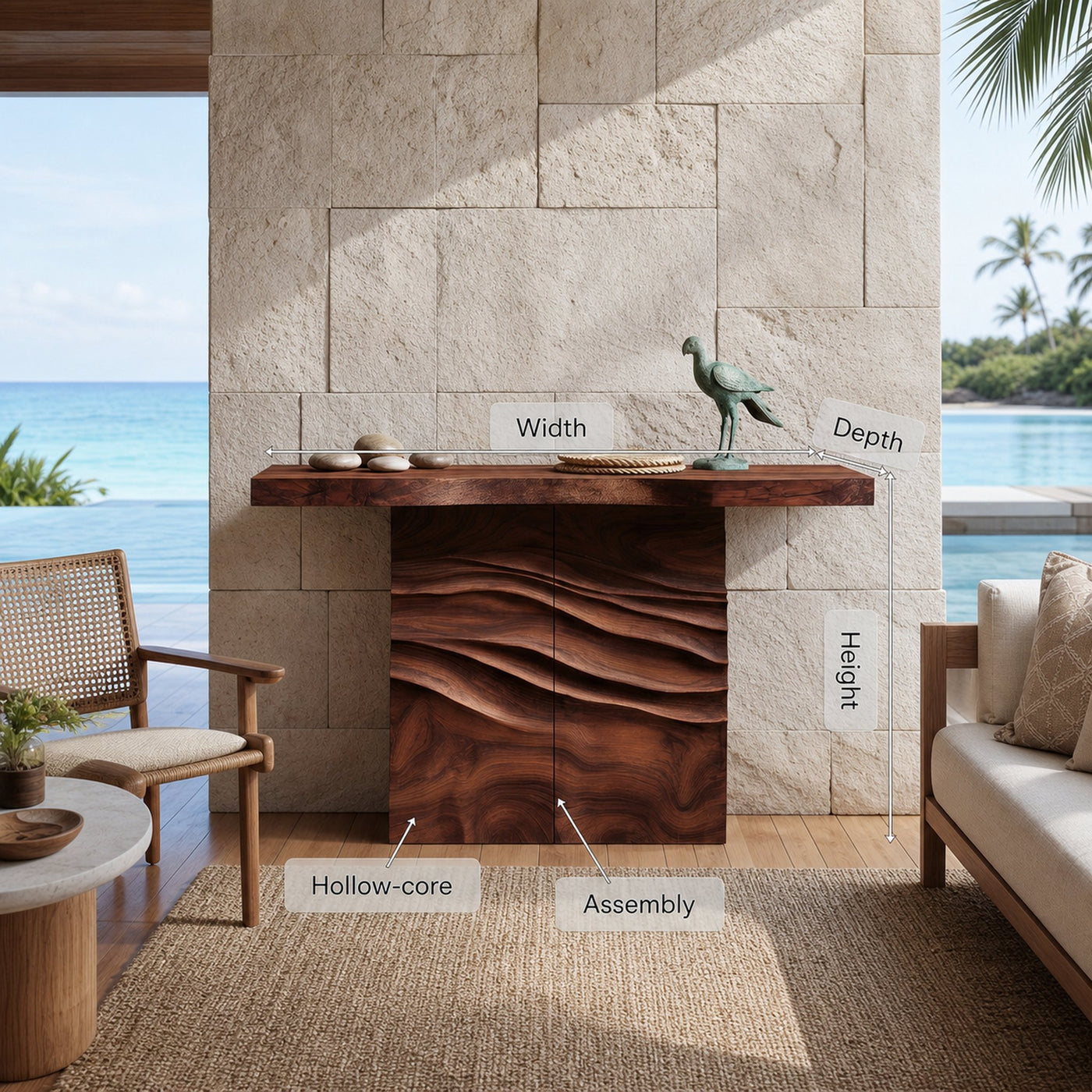 Contemporary Carved Entry Table For Modern Living Space - product view 8