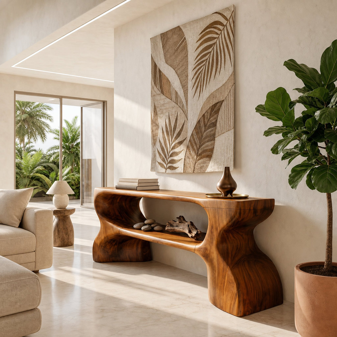 Contemporary Console Table With Architectural Curved Design For Entryway - product view 6