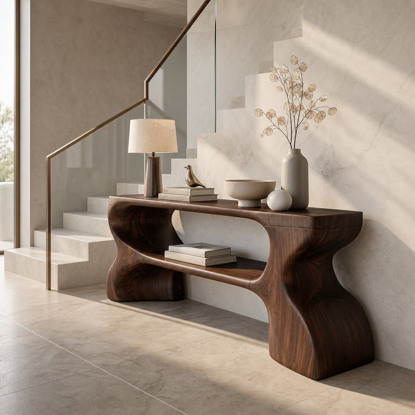 Contemporary Console Table With Architectural Curved Design For Entryway - product view 7