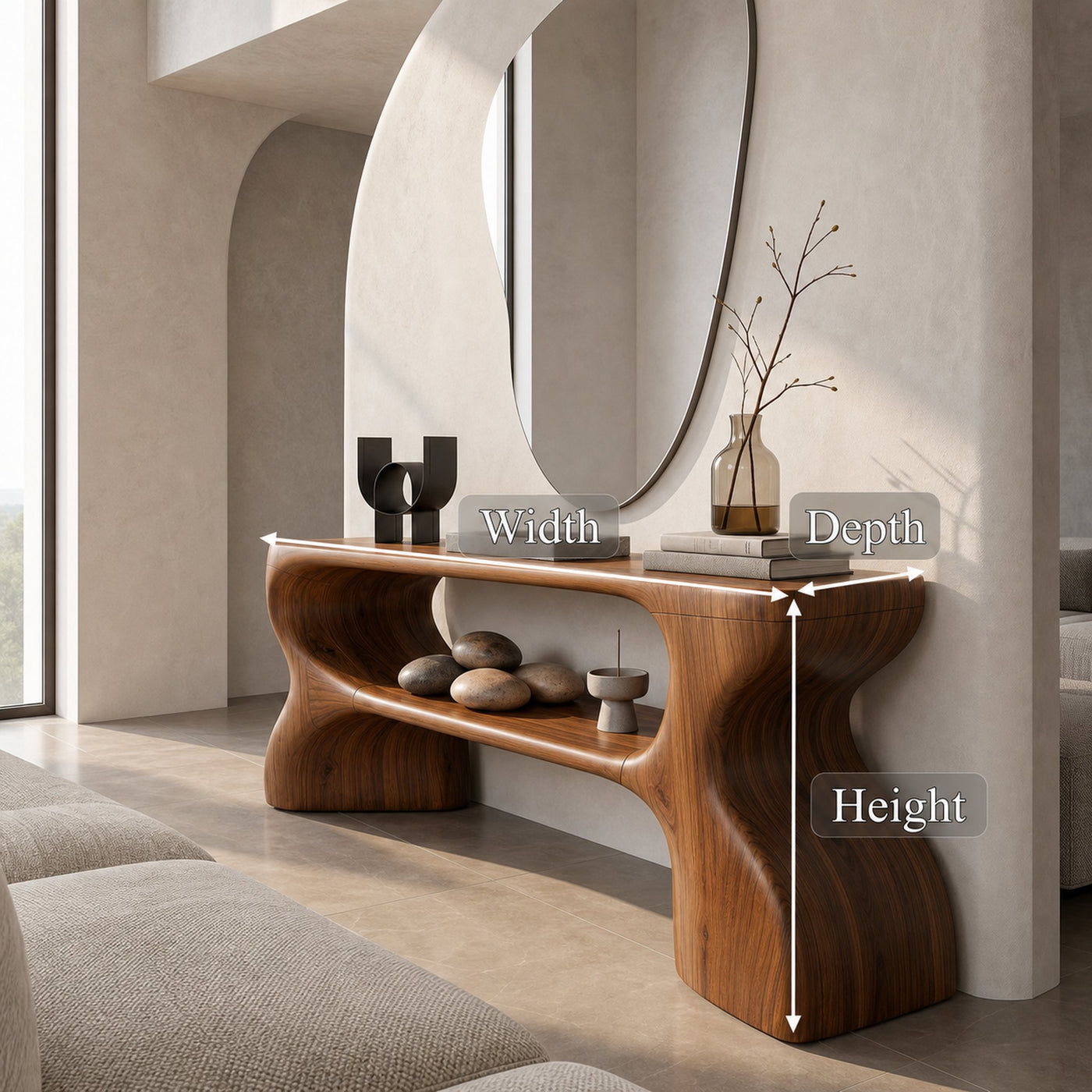 Contemporary Console Table With Architectural Curved Design For Entryway - product view 8