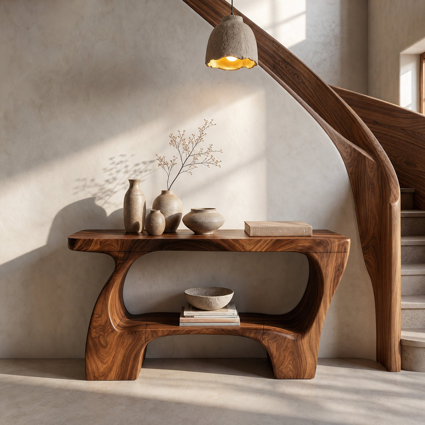 Contemporary Console Table With Artistic Open Structure For Living Room