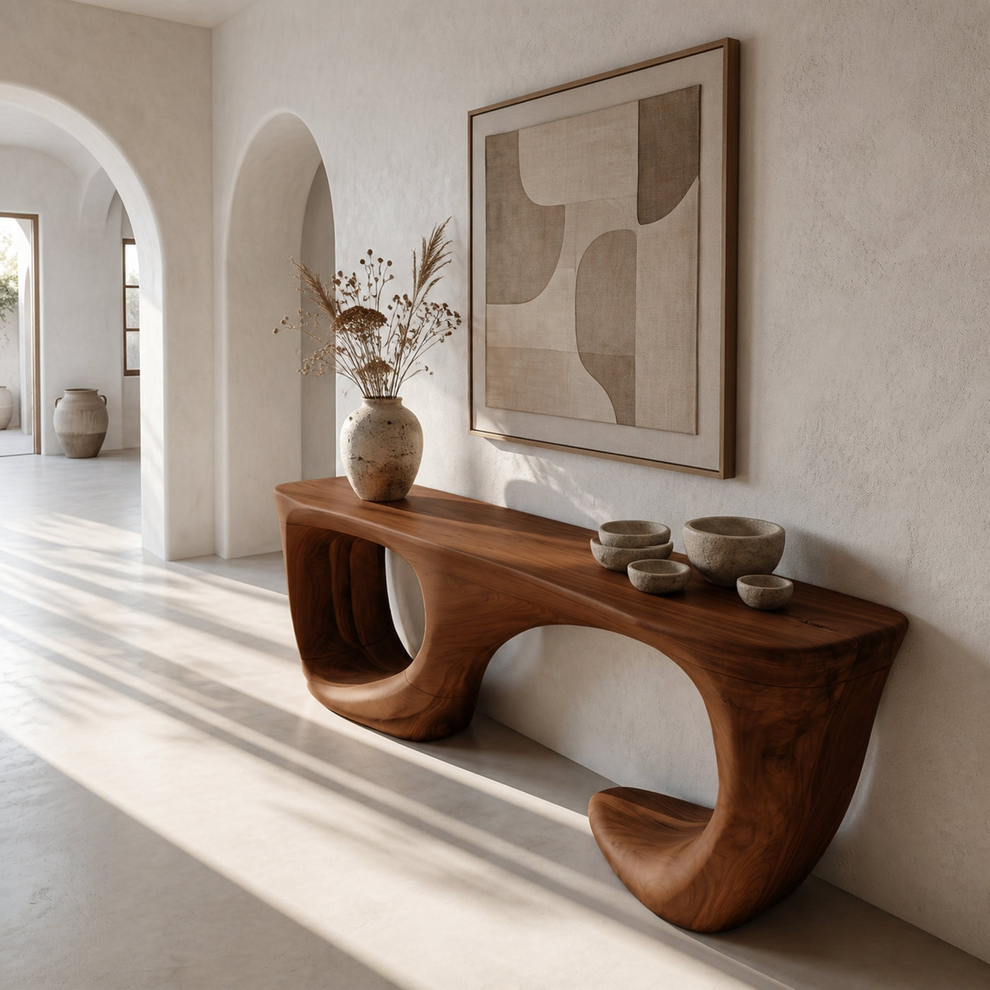 Contemporary Console Table With Curved Open Structure For Living Room - product view 3