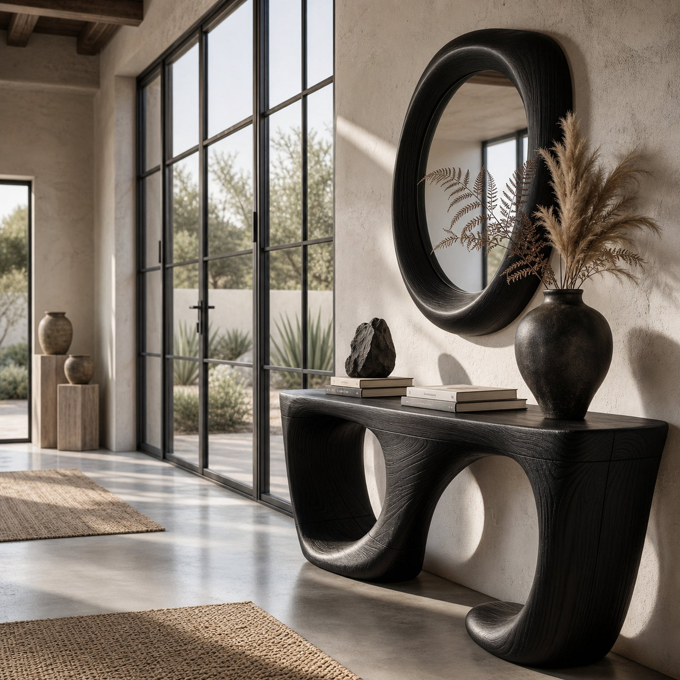 Contemporary Console Table With Curved Open Structure For Living Room - product view 4