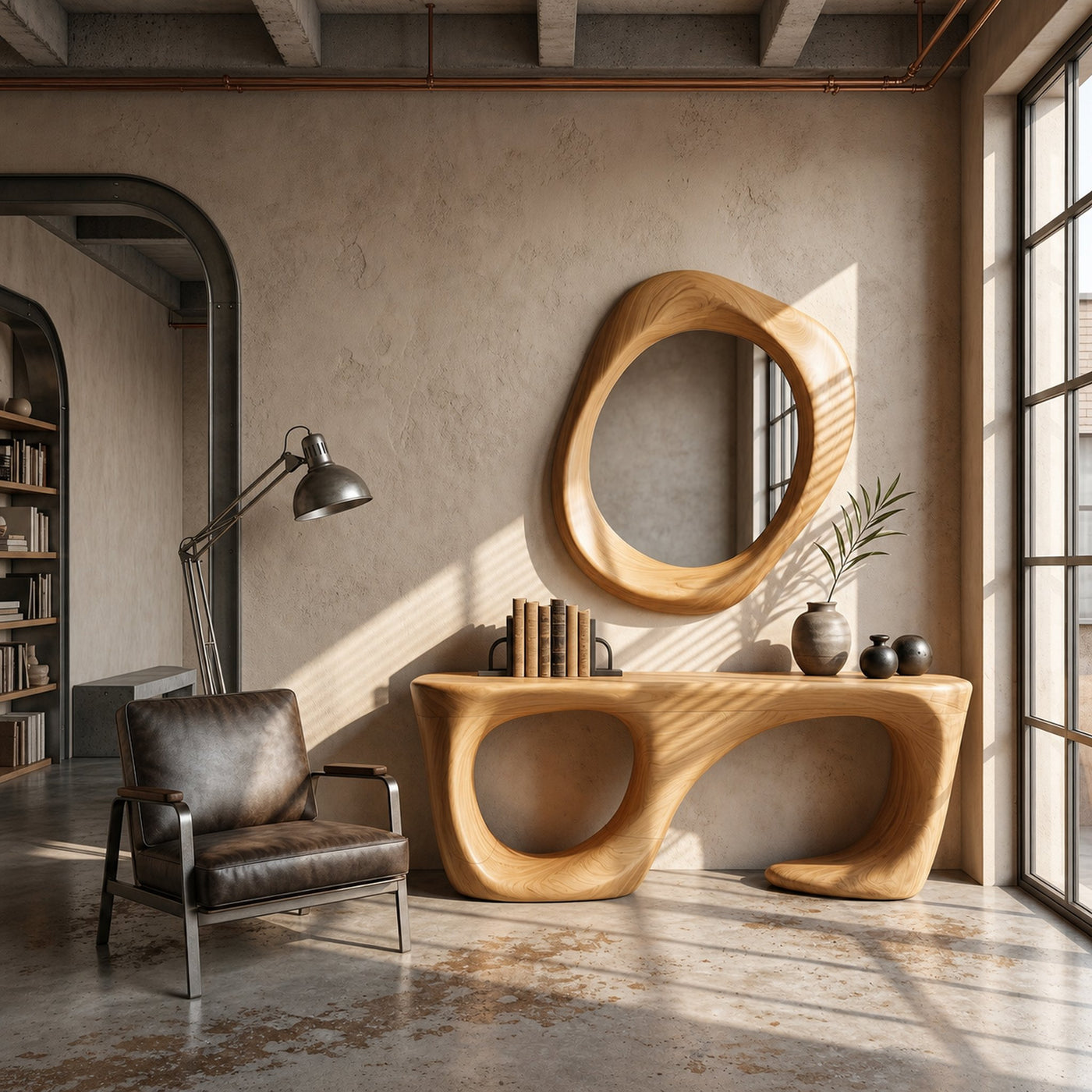 Contemporary Console Table With Curved Open Structure For Living Room - product view 5
