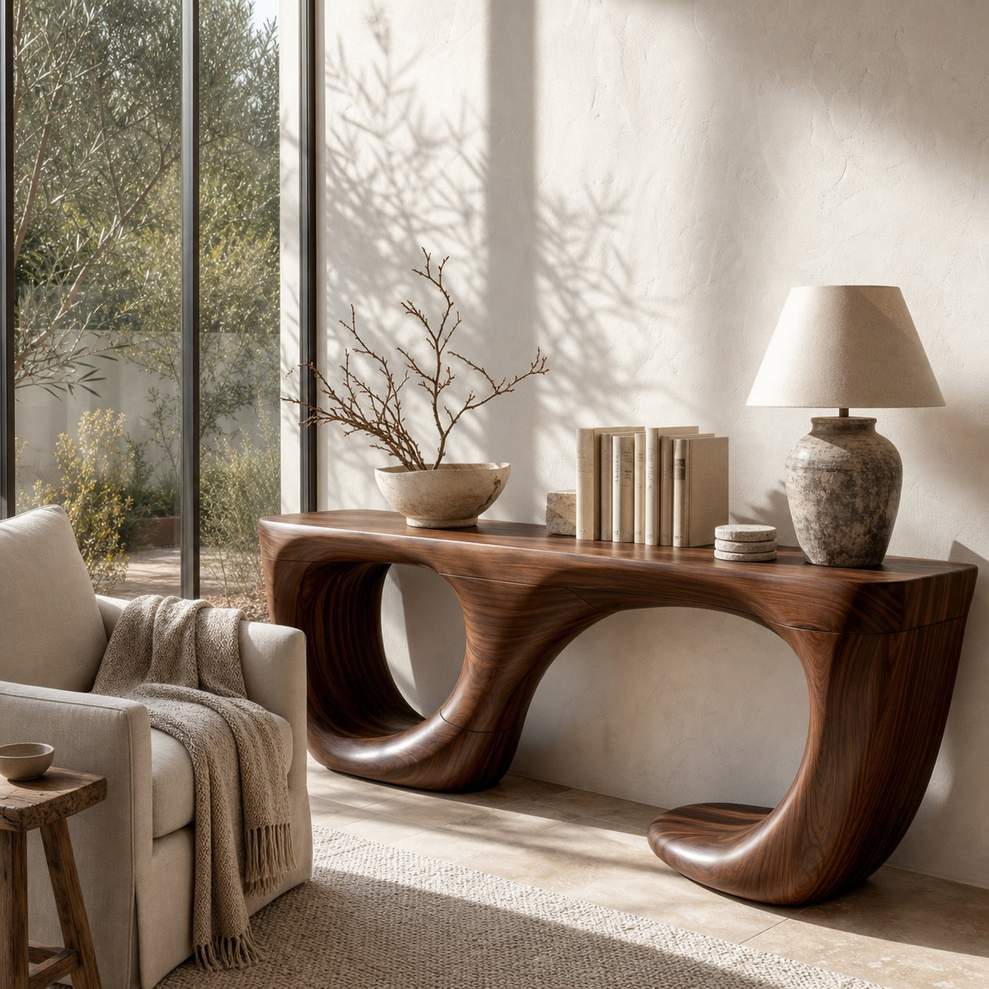 Contemporary Console Table With Curved Open Structure For Living Room - product view 7