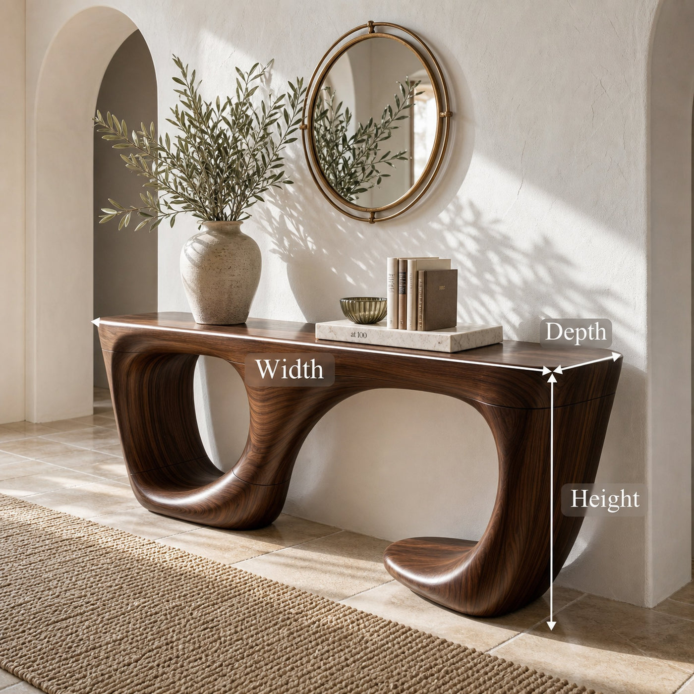 Contemporary Console Table With Curved Open Structure For Living Room - product view 8