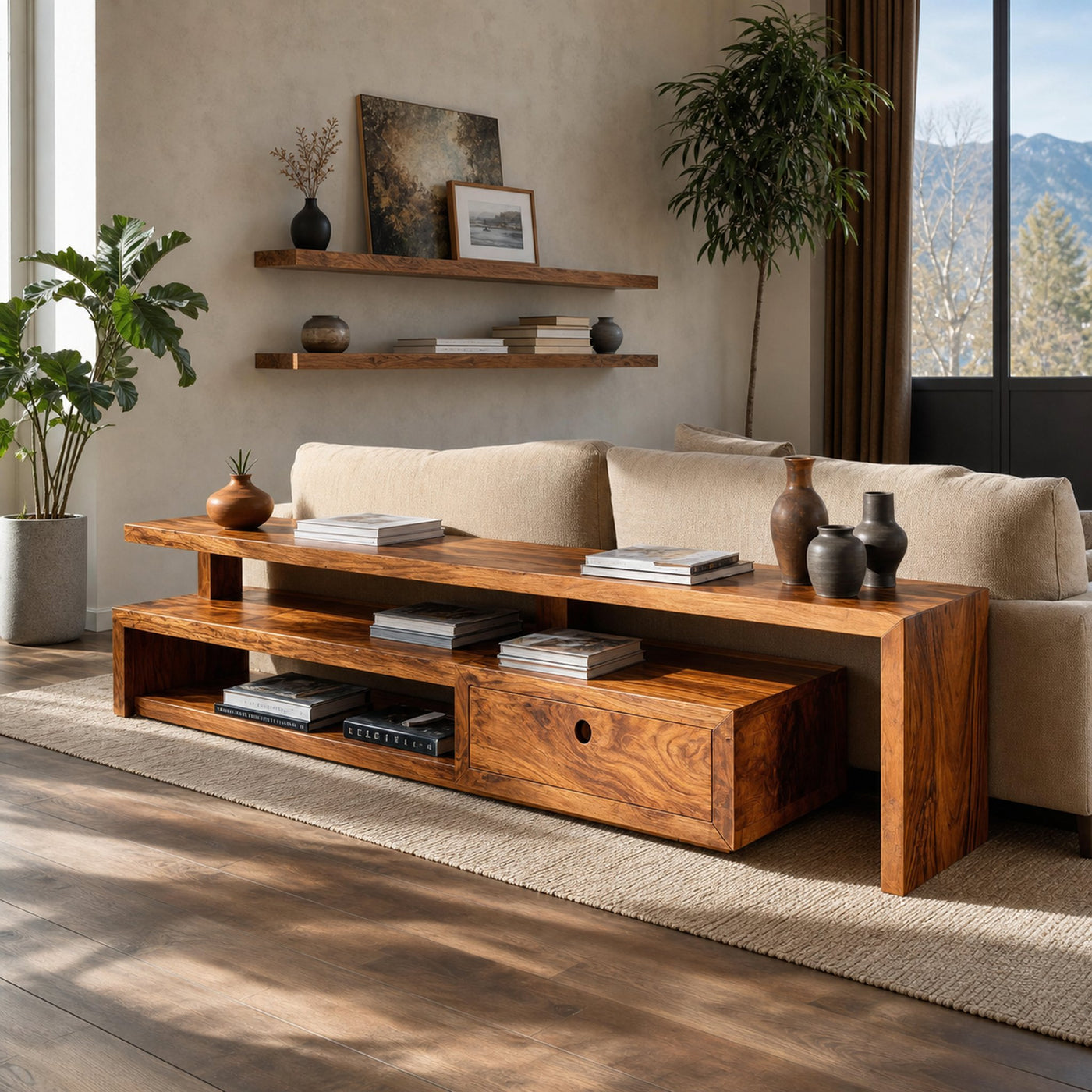 Contemporary Console Table With Drawers For Living Room