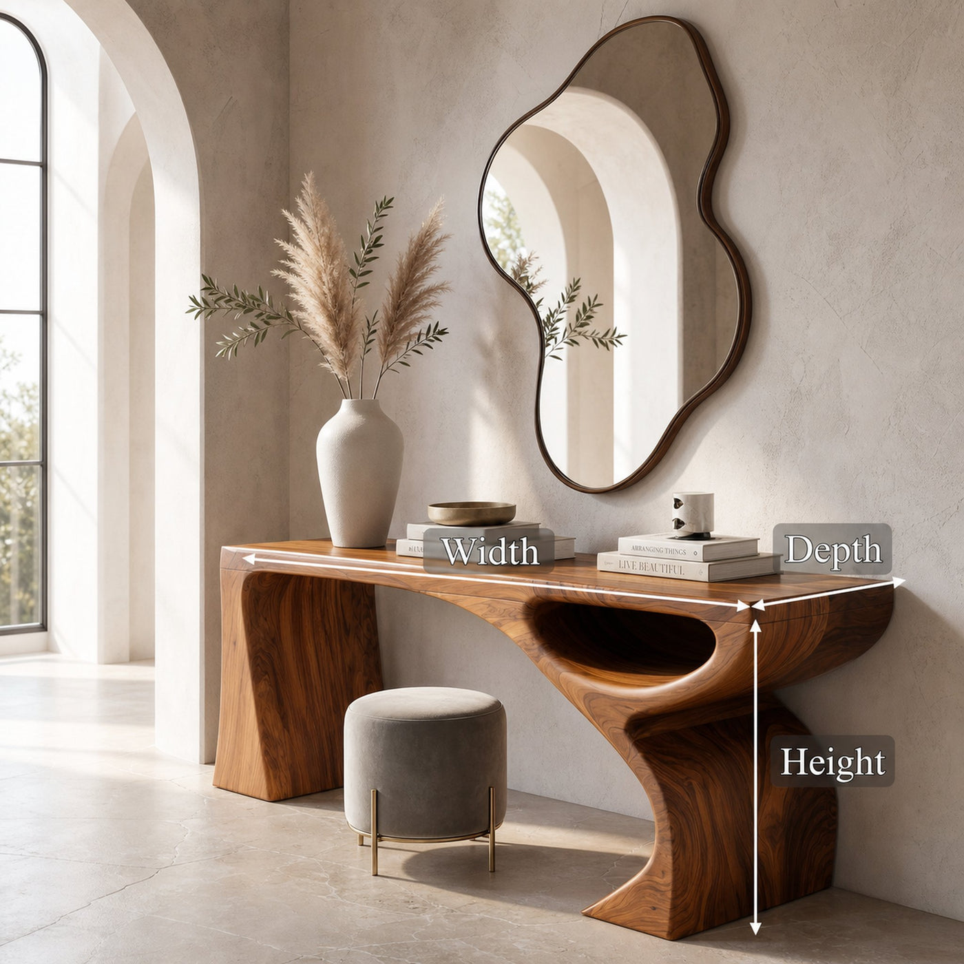 Contemporary Console Table With Fluid Open Structure For Entryway - product view 8