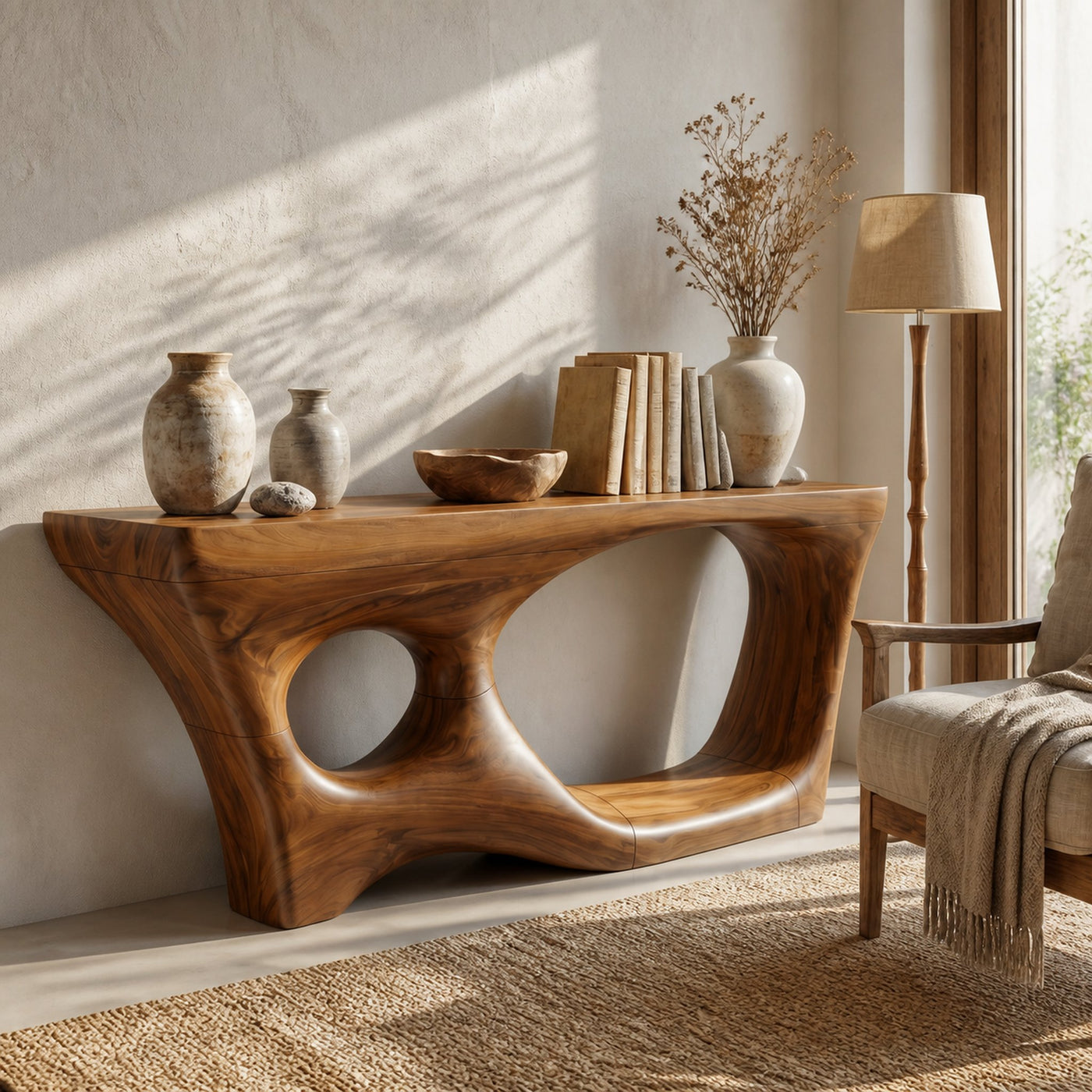 Contemporary Console Table With Sculptural Curved Design For Hallway - product view 6