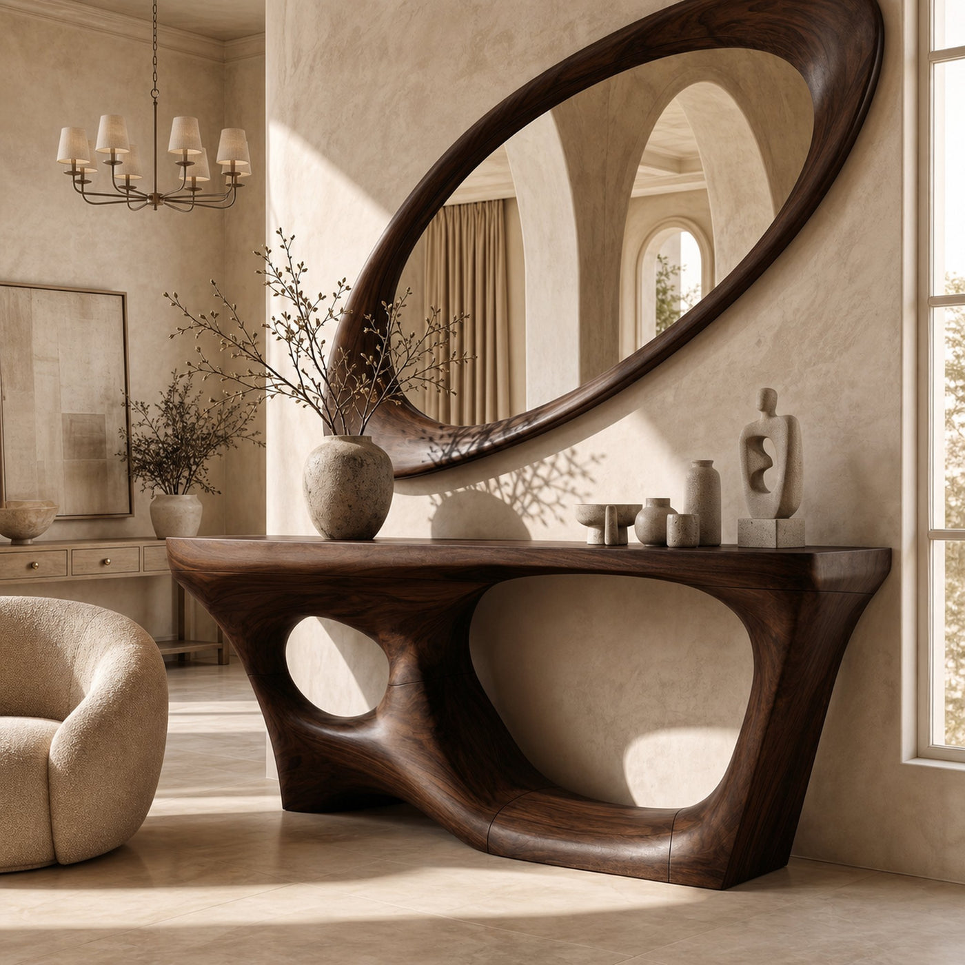 Contemporary Console Table With Sculptural Curved Design For Hallway - product view 7