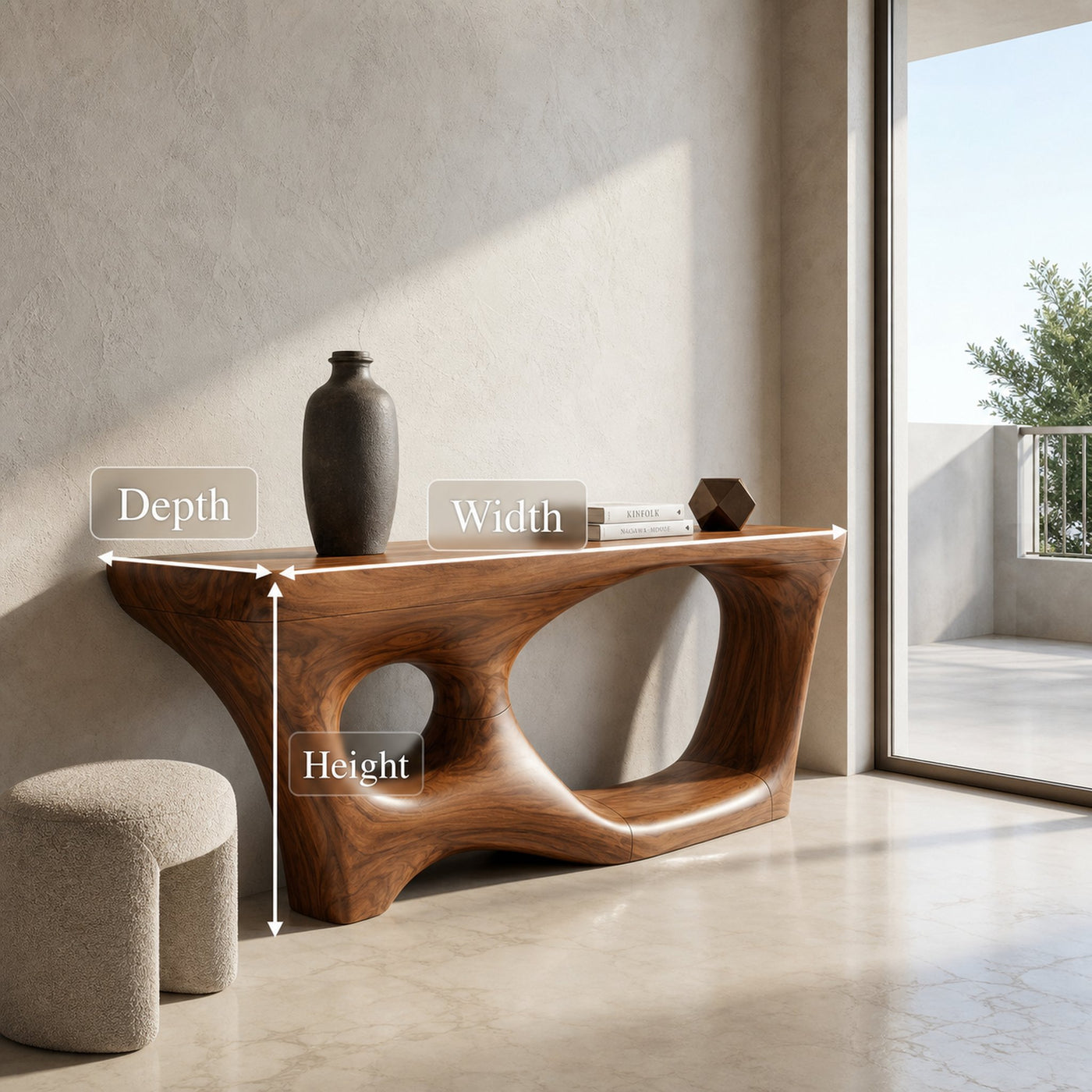 Contemporary Console Table With Sculptural Curved Design For Hallway - product view 8