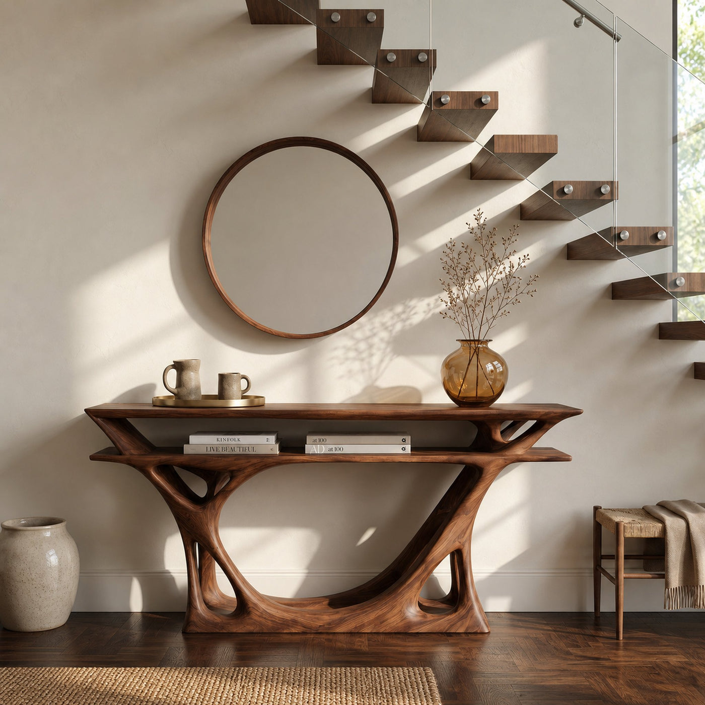 Contemporary Console Table With Sculptural Form For Entryway - product view 6