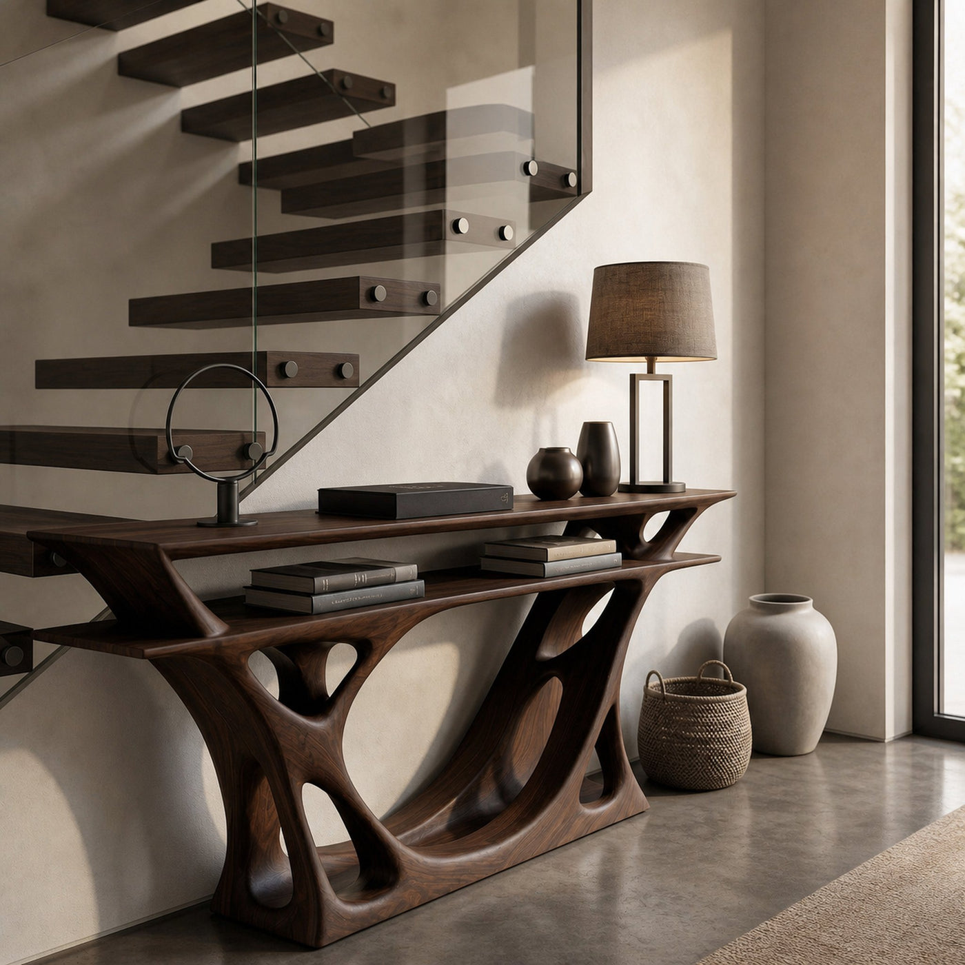 Contemporary Console Table With Sculptural Form For Entryway - product view 7